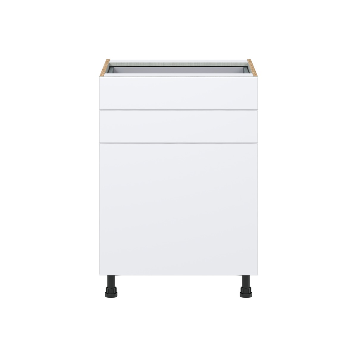 Lily Bright White  Slab Assembled Base Cabinet with 1 Door and Two 5 in. Drawers (24 in. W x 34.5 in. H x 24 in. D)