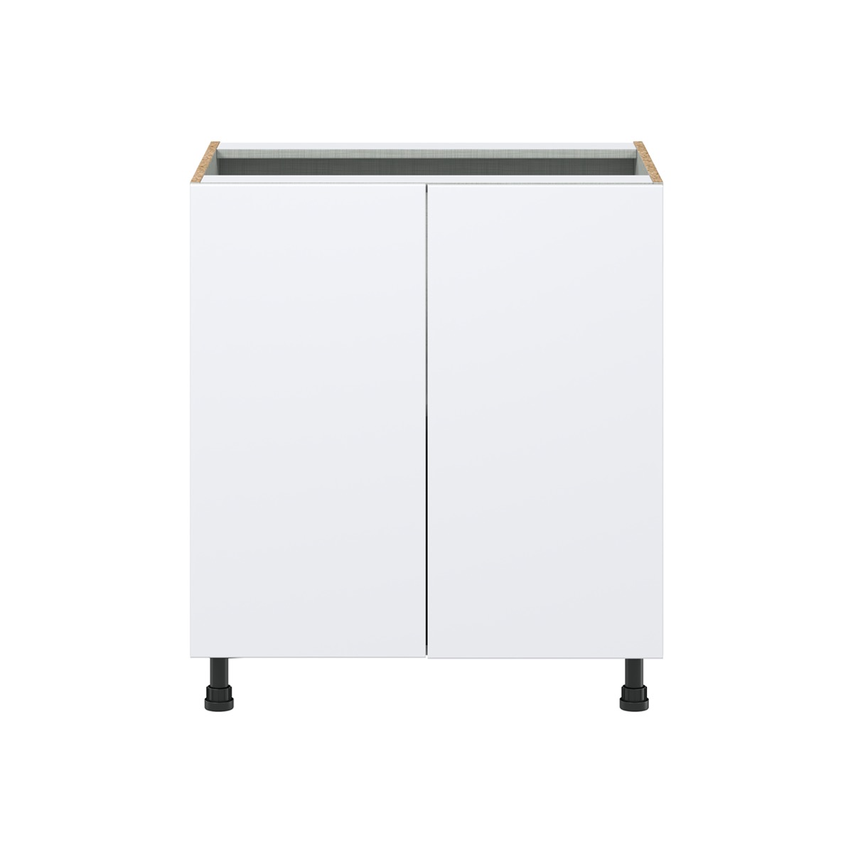 Lily Bright White  Slab Assembled Base Cabinet with 2 Full High Doors (30 in. W x 34.5 in. H x 24 in. D)