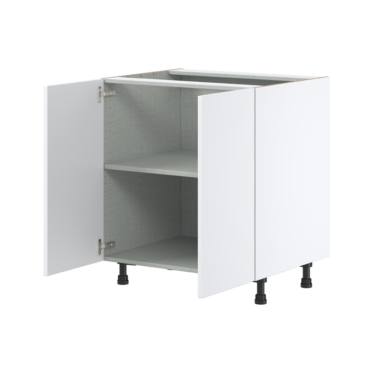 Lily Bright White  Slab Assembled Base Cabinet with 2 Full High Doors (30 in. W x 34.5 in. H x 24 in. D)