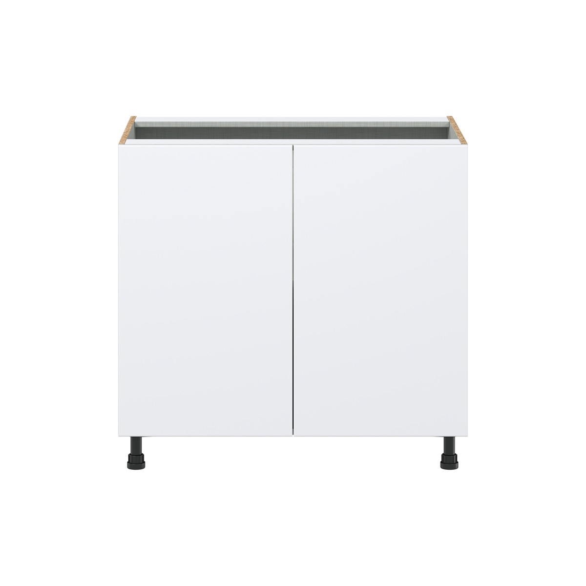 Lily Bright White  Slab Assembled Base Cabinet with 2 Full High Doors (36 in. W x 34.5 in. H x 24 in. D)