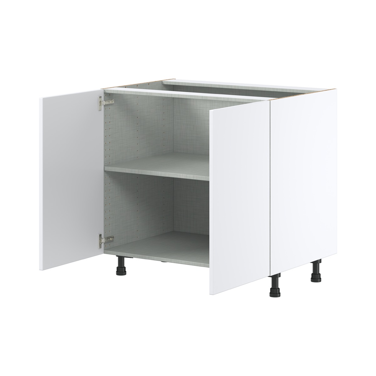 Lily Bright White  Slab Assembled Base Cabinet with 2 Full High Doors (36 in. W x 34.5 in. H x 24 in. D)