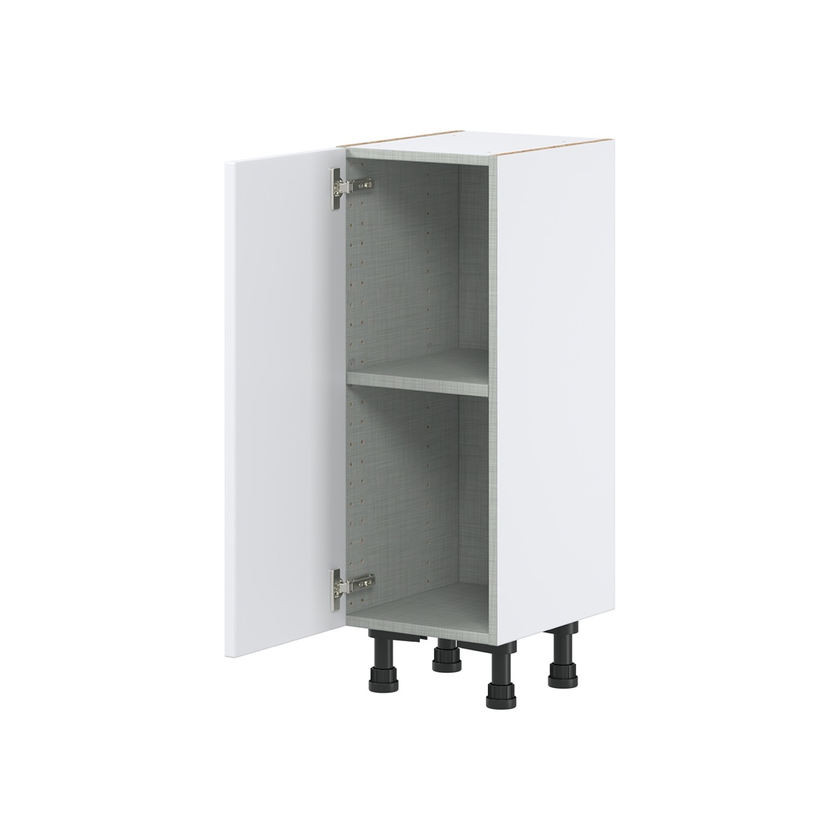 Lily Bright White  Slab Assembled Shallow Base Cabinet with a Full High Door (12 in. W x 34.5 in. H x 14 in. D)