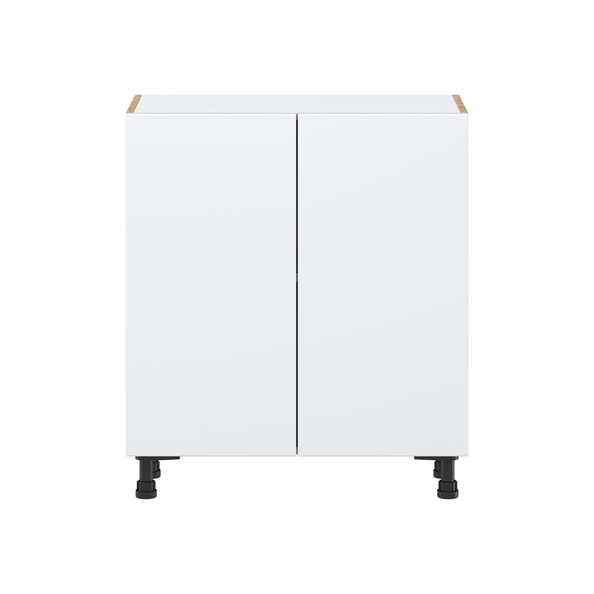 Lily Bright White  Slab Assembled Shallow Base Cabinet with 2 Full High Doors (30 in. W x 34.5 in. H x 14 in. D)