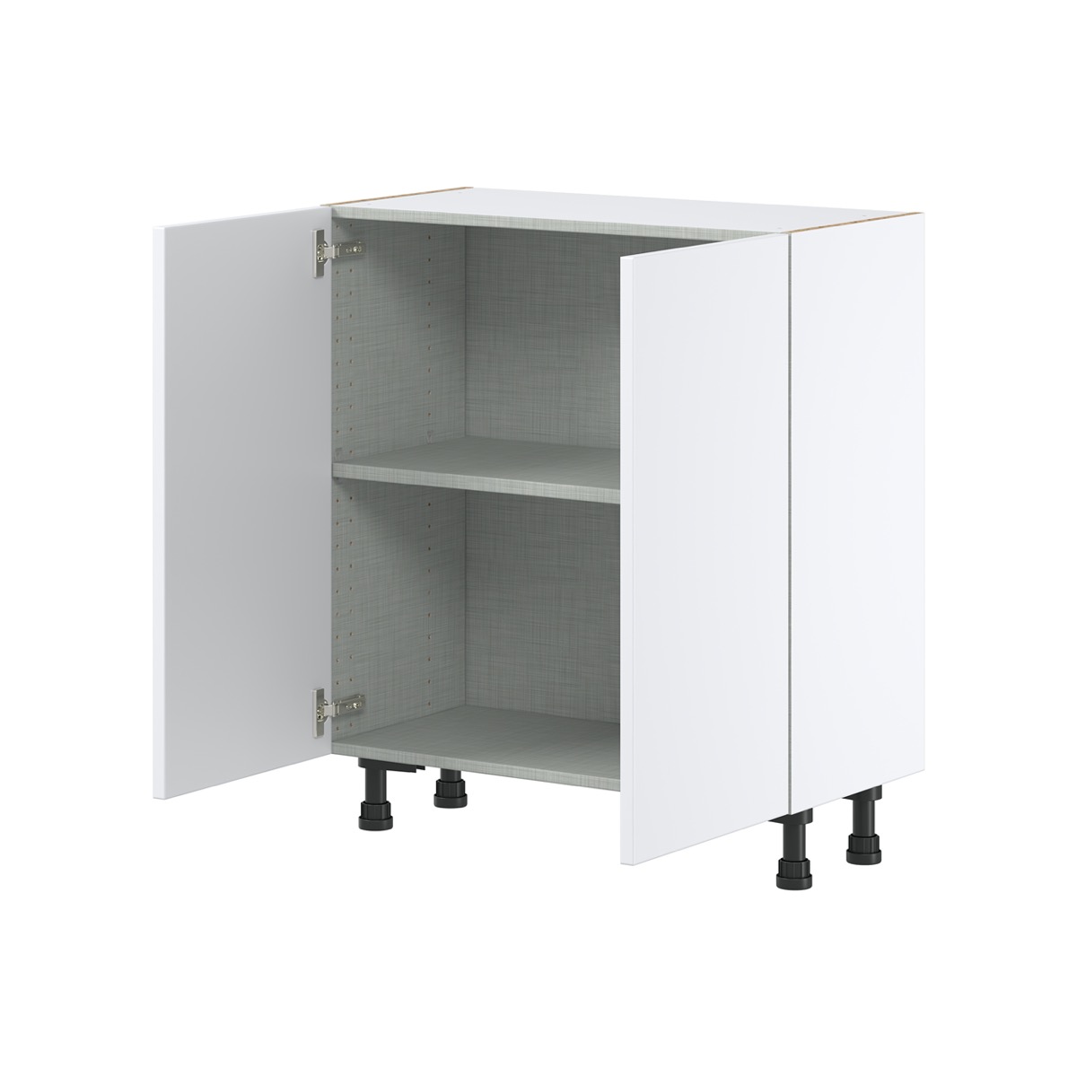 Lily Bright White  Slab Assembled Shallow Base Cabinet with 2 Full High Doors (30 in. W x 34.5 in. H x 14 in. D)