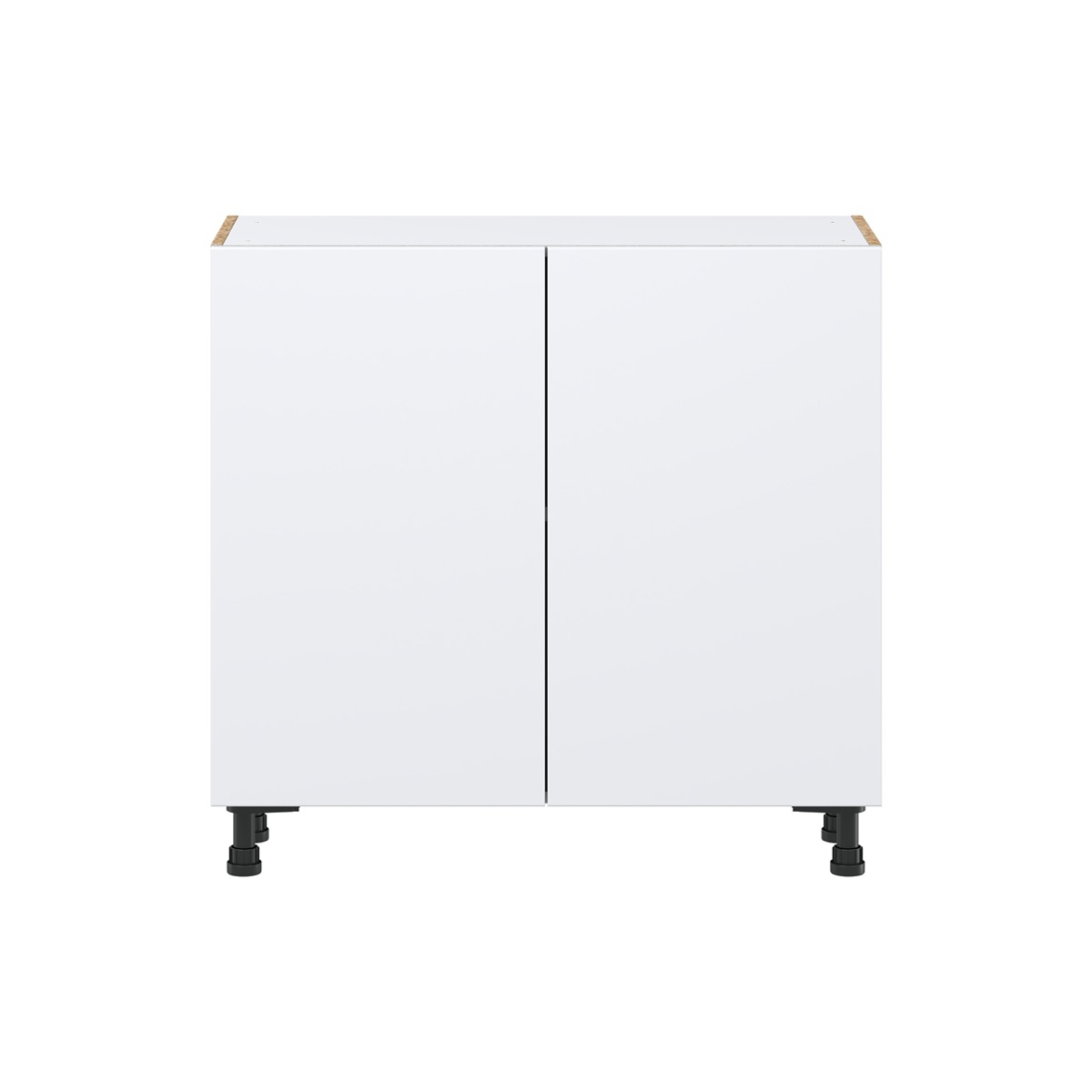 Lily Bright White  Slab Assembled Shallow Base Cabinet with 2 Full High Doors (36 in. W x 34.5 in. H x 14 in. D)