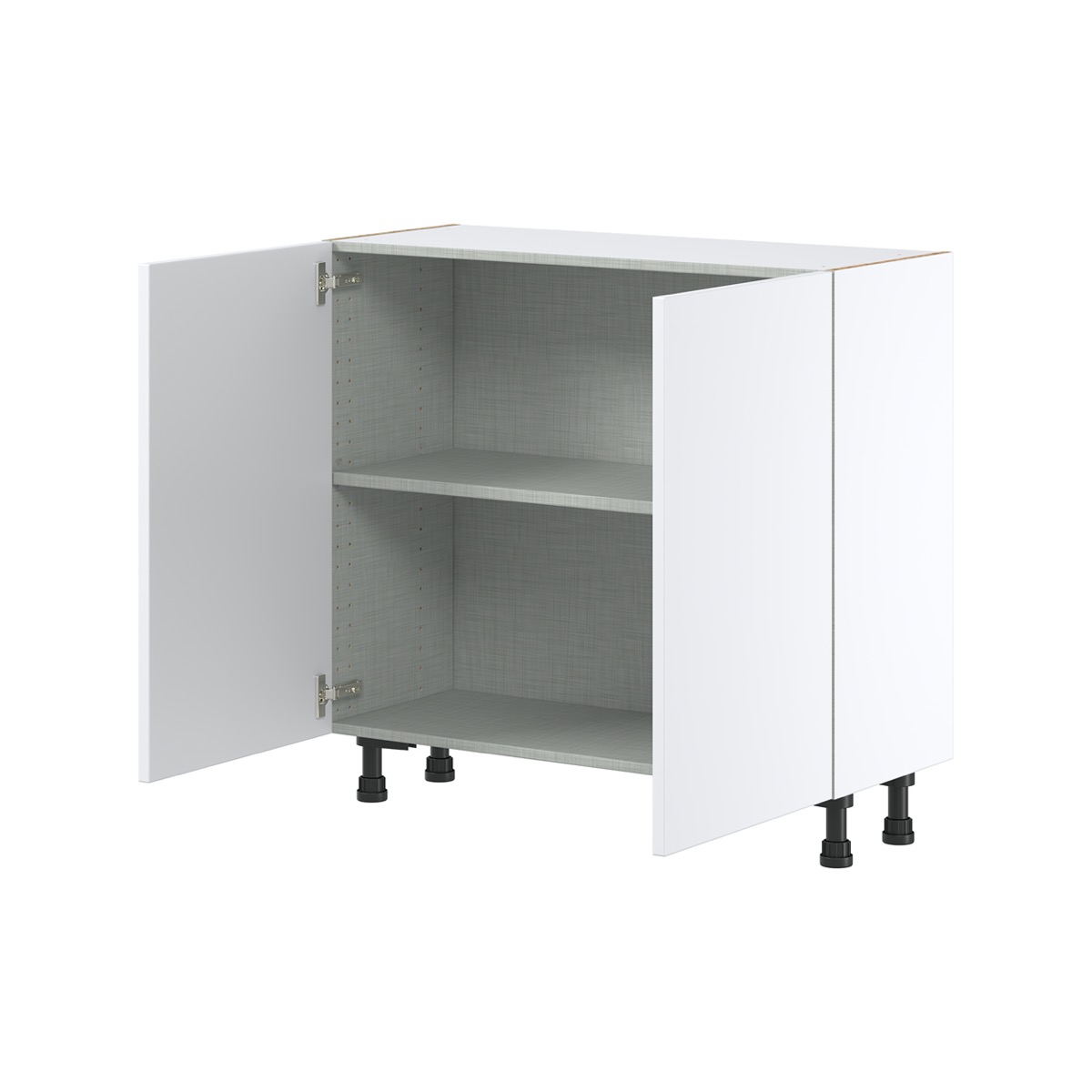 Lily Bright White  Slab Assembled Shallow Base Cabinet with 2 Full High Doors (36 in. W x 34.5 in. H x 14 in. D)