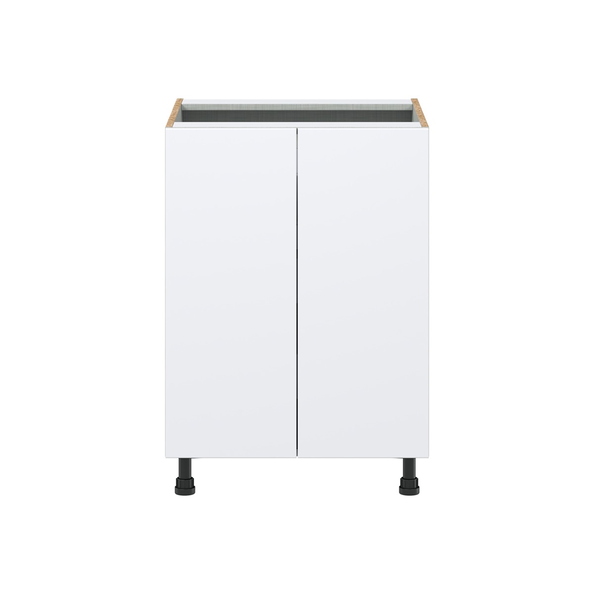 Lily Bright White  Slab Assembled Base Cabinet with 2 Full High Doors and 3 Inner Drawers (24 in. W x 34.5 in. H x 24 in. D)