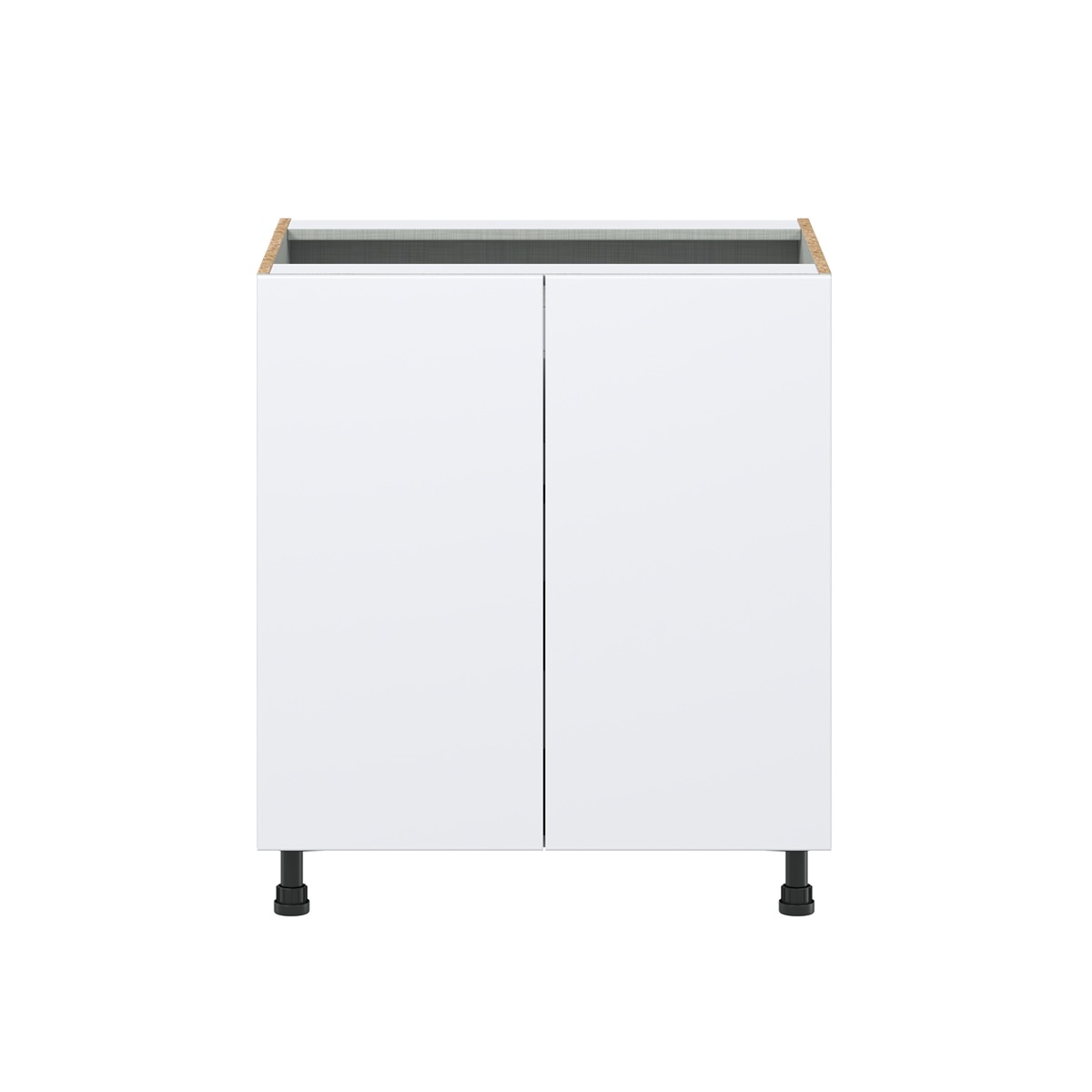 Lily Bright White  Slab Assembled Base Cabinet with 2 Full High Doors and 3 Inner Drawers (30 in. W x 34.5 in. H x 24 in. D)