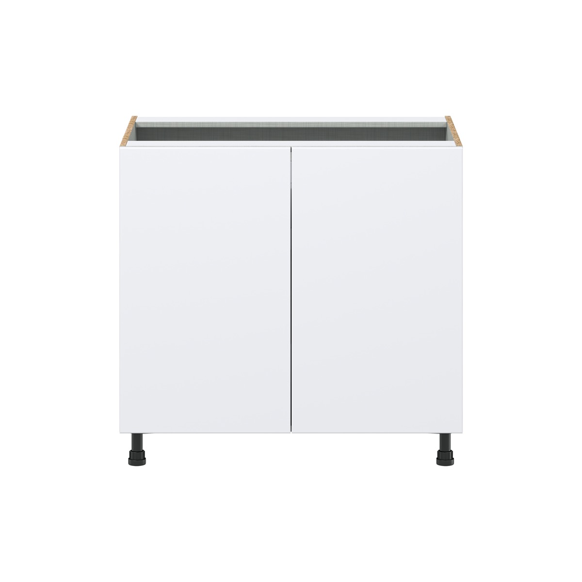 Lily Bright White  Slab Assembled Base Cabinet with 2 Full High Doors and 3 Inner Drawers (36 in. W x 34.5 in. H x 24 in. D)