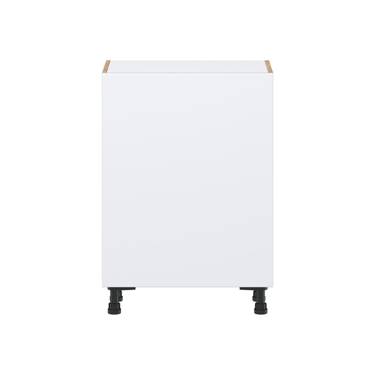 Lily Bright White  Slab Assembled Shallow Base Cabinet with a Full High Door and 3 Inner Drawers (24 in. W x 34.5 in. H x 14 in. D)