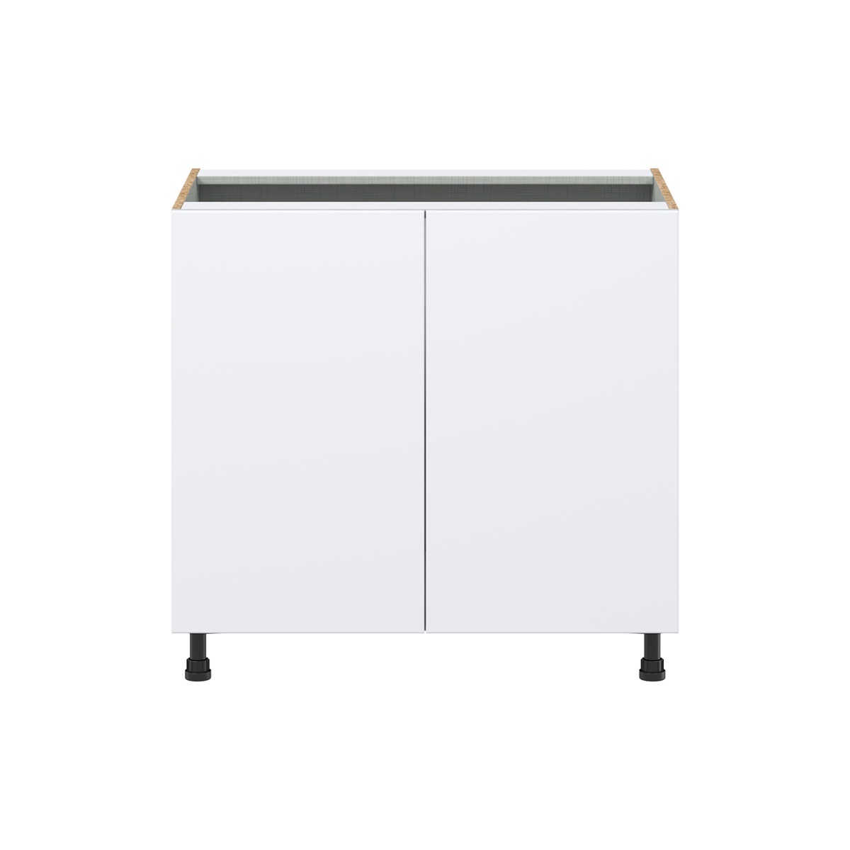 Lily Bright White  Slab Assembled Sink Base Cabinet with 2 Full High Doors (36 in. W x 34.5 in. H x 24 in. D)