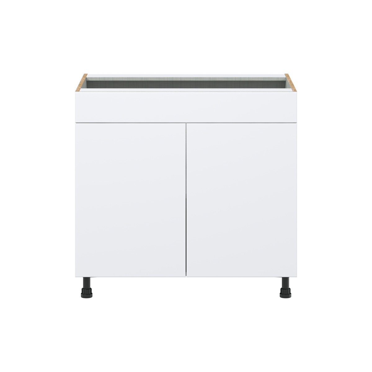 Lily Bright White  Slab Assembled Cooktop Base Cabinet with 2 Doors and False Front (36 in. W x 34.5 in. H x 24 in. D)