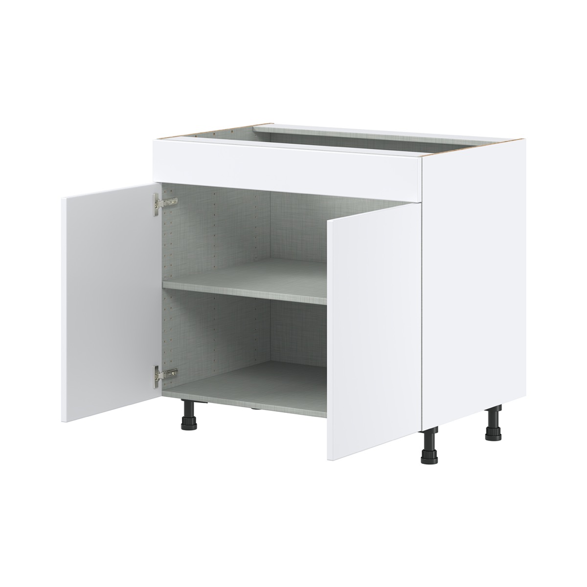 Lily Bright White  Slab Assembled Cooktop Base Cabinet with 2 Doors and False Front (36 in. W x 34.5 in. H x 24 in. D)