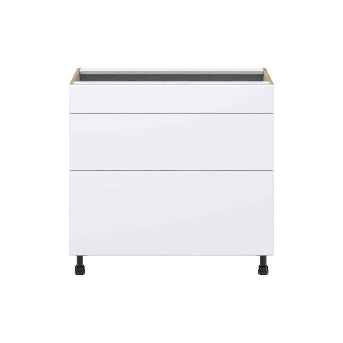 Lily Bright White  Slab Assembled Cooktop Base Cabinet with Drawers and False Front (36 in. W x 34.5 in. H x 24 in. D)