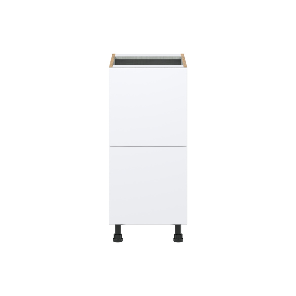 Lily Bright White  Slab Assembled Base Cabinet with 2 Drawers (15 in. W x 34.5 in. H x 24 in. D)