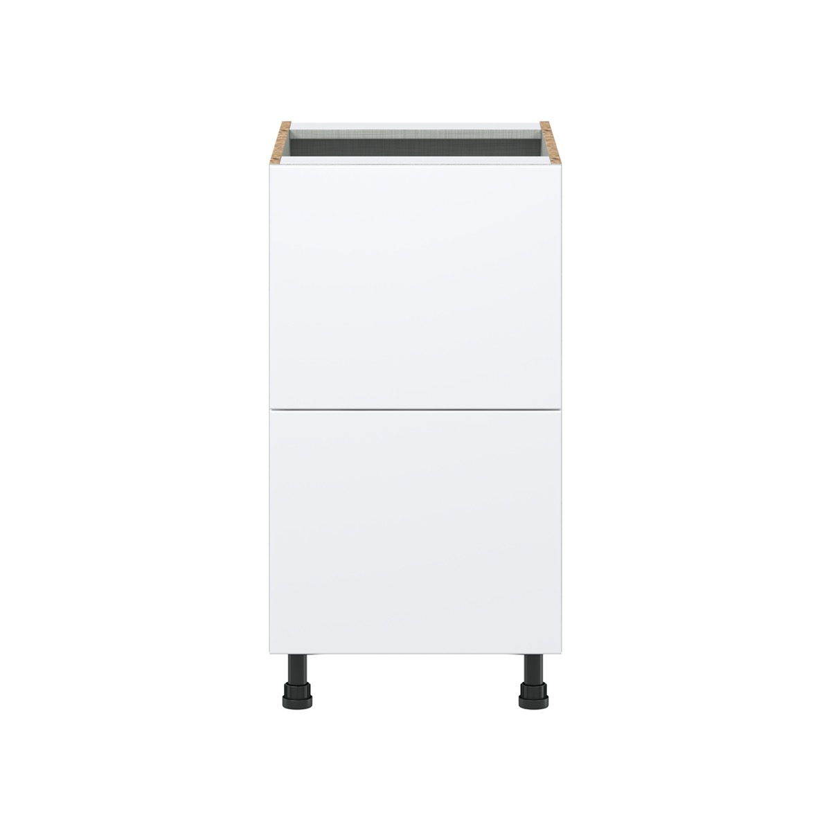 Lily Bright White  Slab Assembled Base Cabinet with 2 Drawers (18 in. W x 34.5 in. H x 24 in. D)