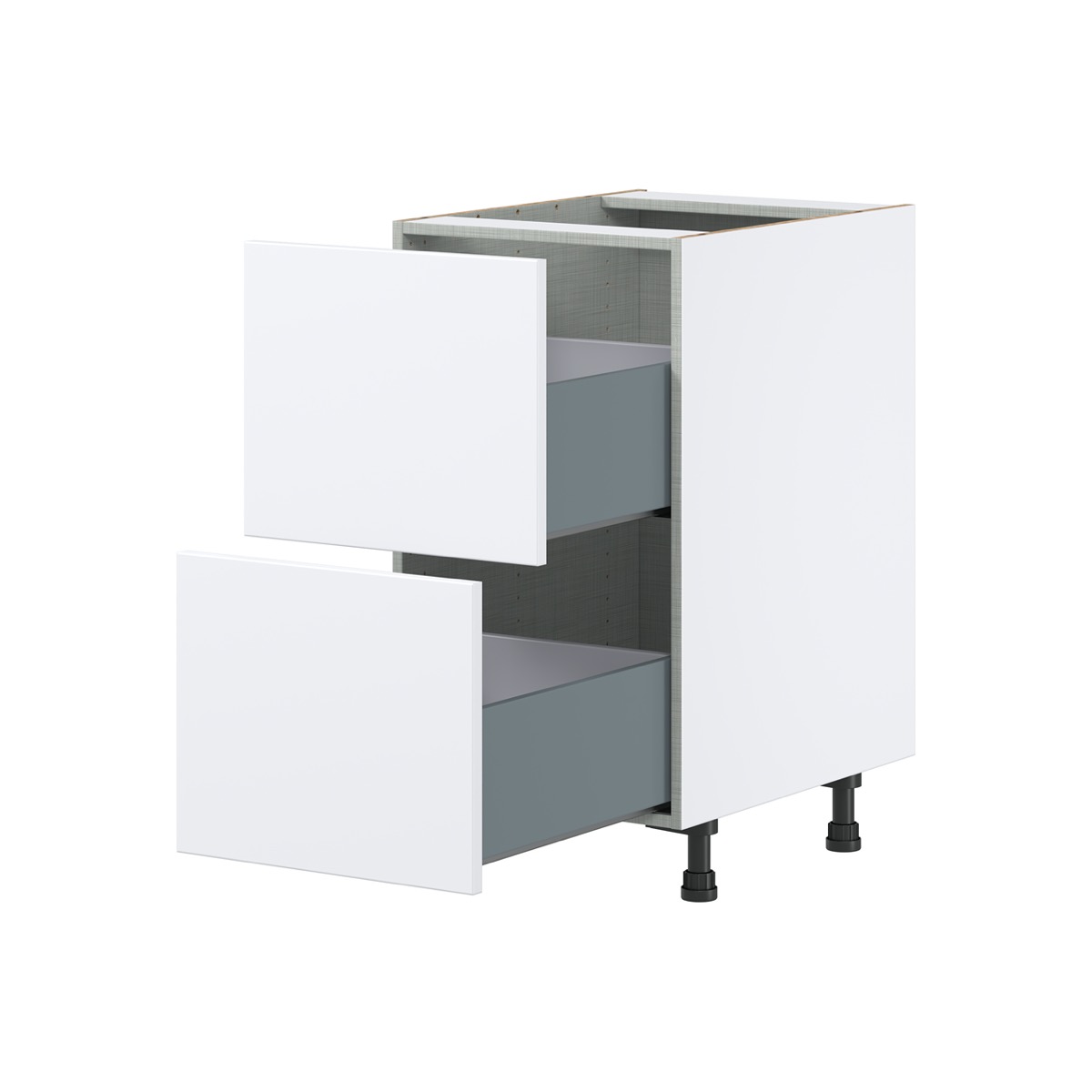 Lily Bright White  Slab Assembled Base Cabinet with 2 Drawers (18 in. W x 34.5 in. H x 24 in. D)