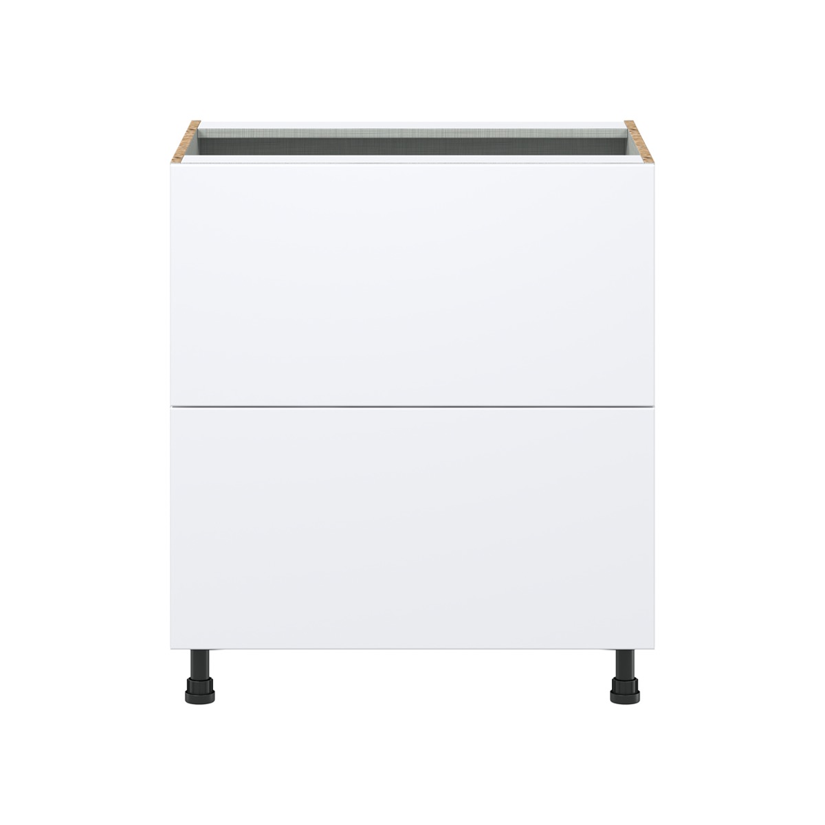 Lily Bright White  Slab Assembled Base Cabinet with 2 Drawers (30 in. W x 34.5 in. H x 24 in. D)