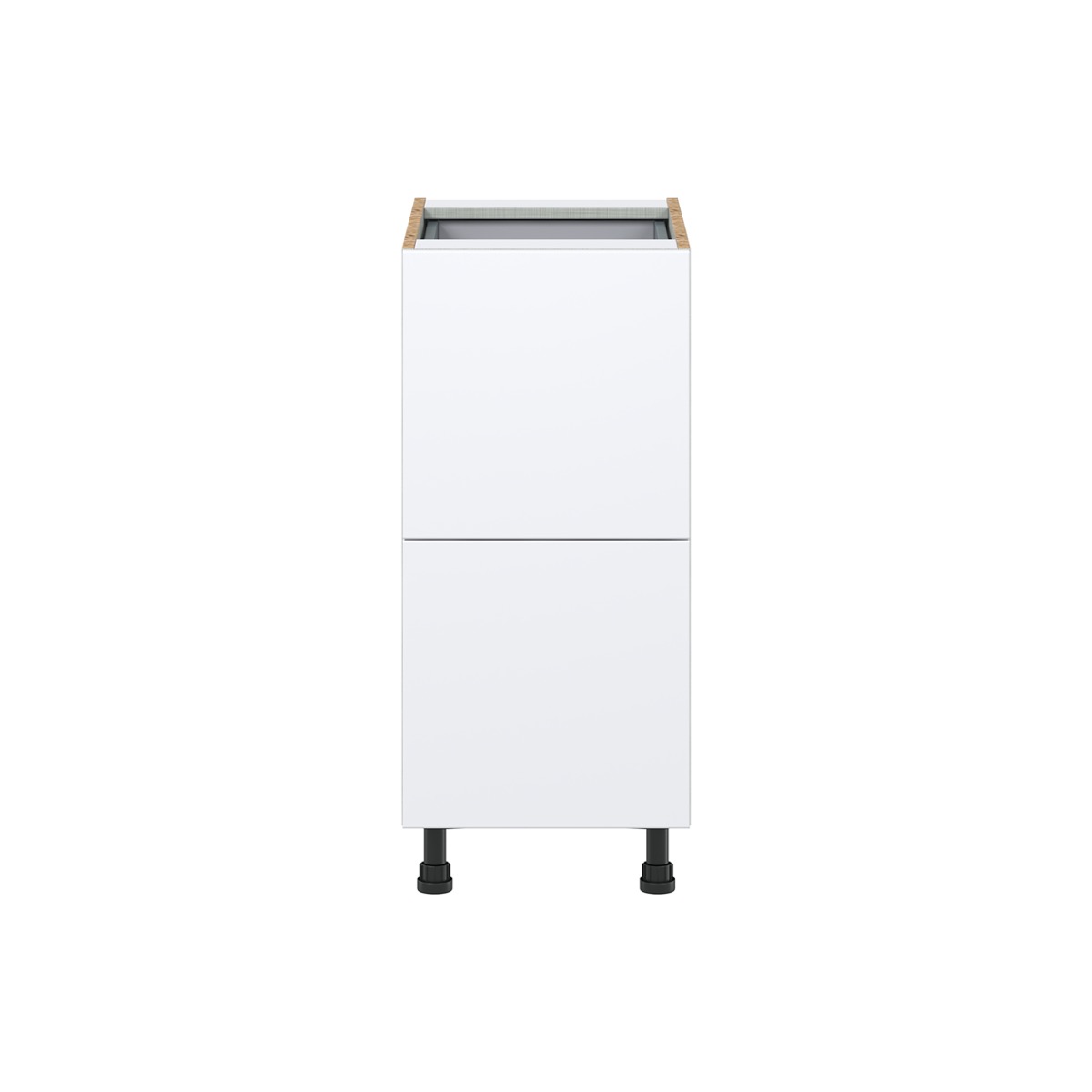 Lily Bright White  Slab Assembled Base Cabinet with 2 Drawers and 1 Inner Drawer (15 in. W x 34.5 in. H x 24 in. D)