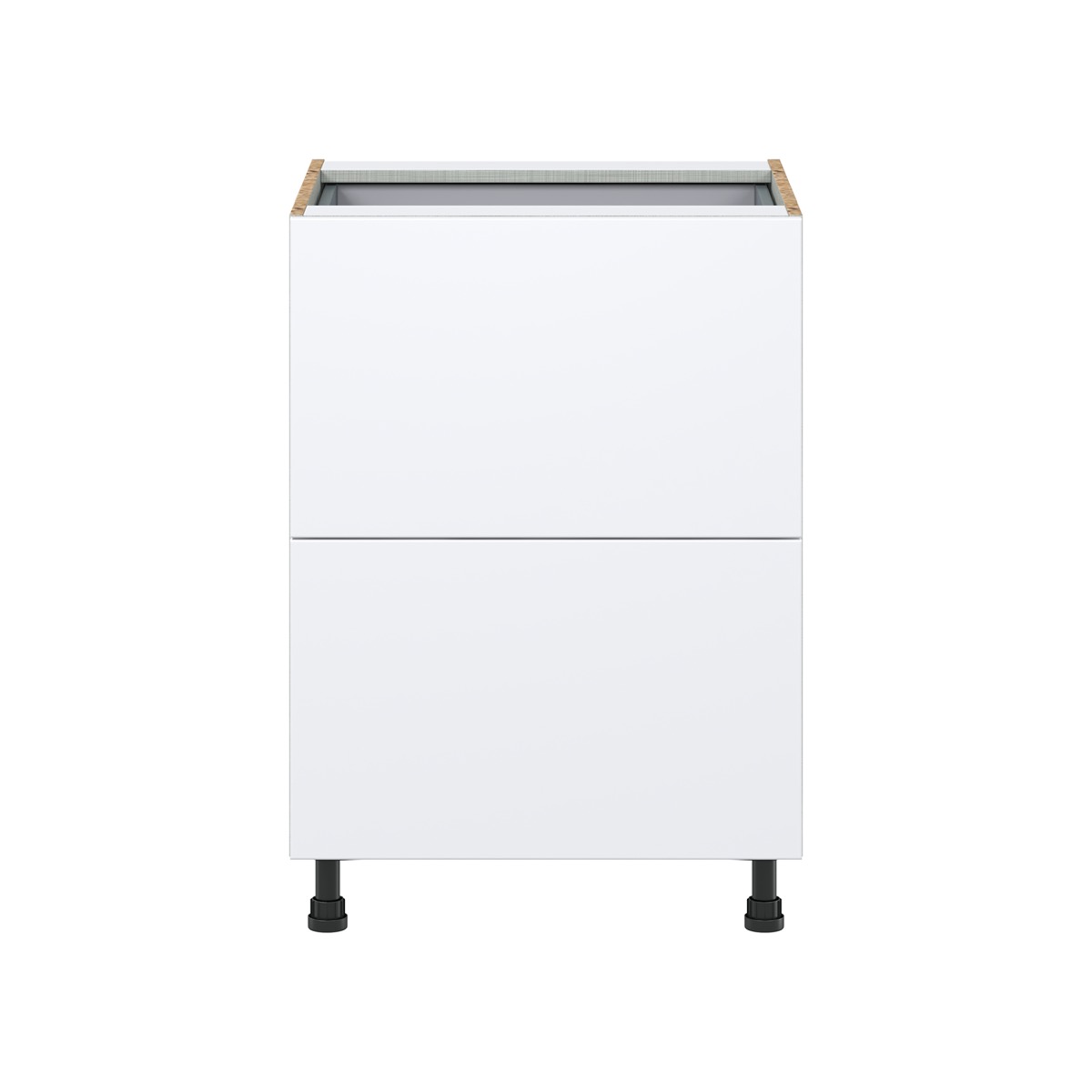 Lily Bright White  Slab Assembled Base Cabinet with 2 Drawers and 1 Inner Drawer (24 in. W x 34.5 in. H x 24 in. D)