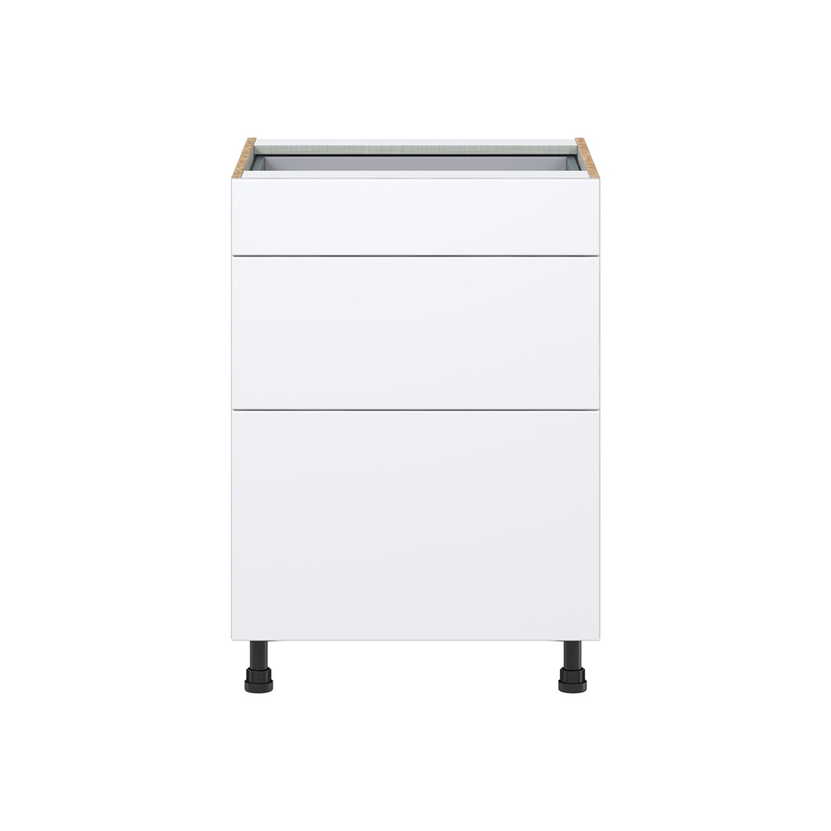 Lily Bright White  Slab Assembled Base Cabinet with 3 Drawers (24 in. W x 34.5 in. H x 24 in. D)