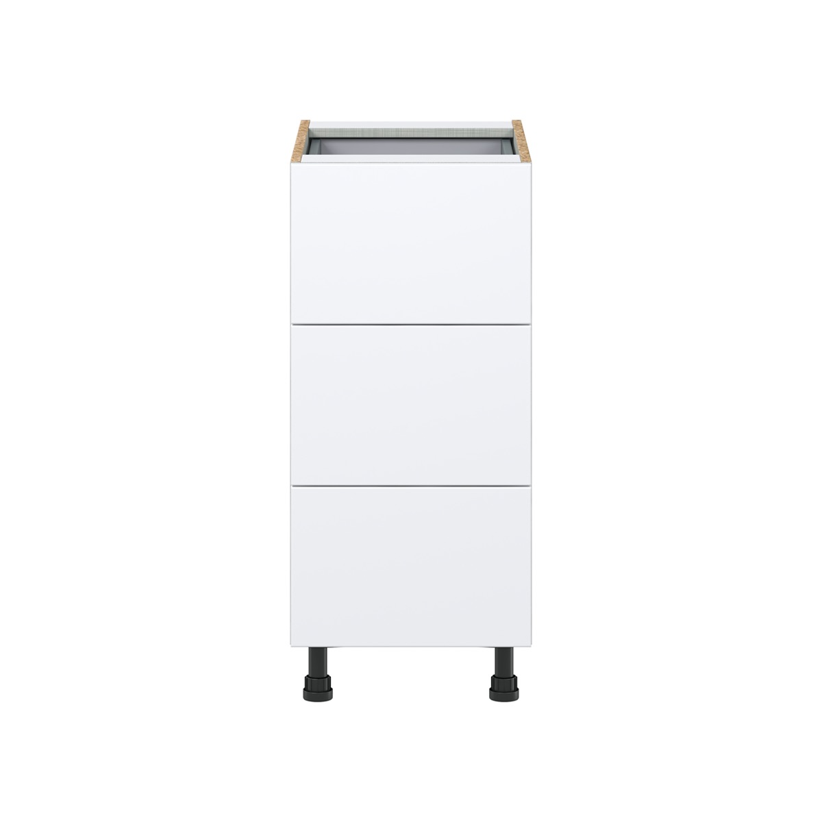 Lily Bright White  Slab Assembled Base Cabinet with Three 10 in. Drawers and 1 Inner Drawer (15 in. W x 34.5 in. H x 24 in. D)