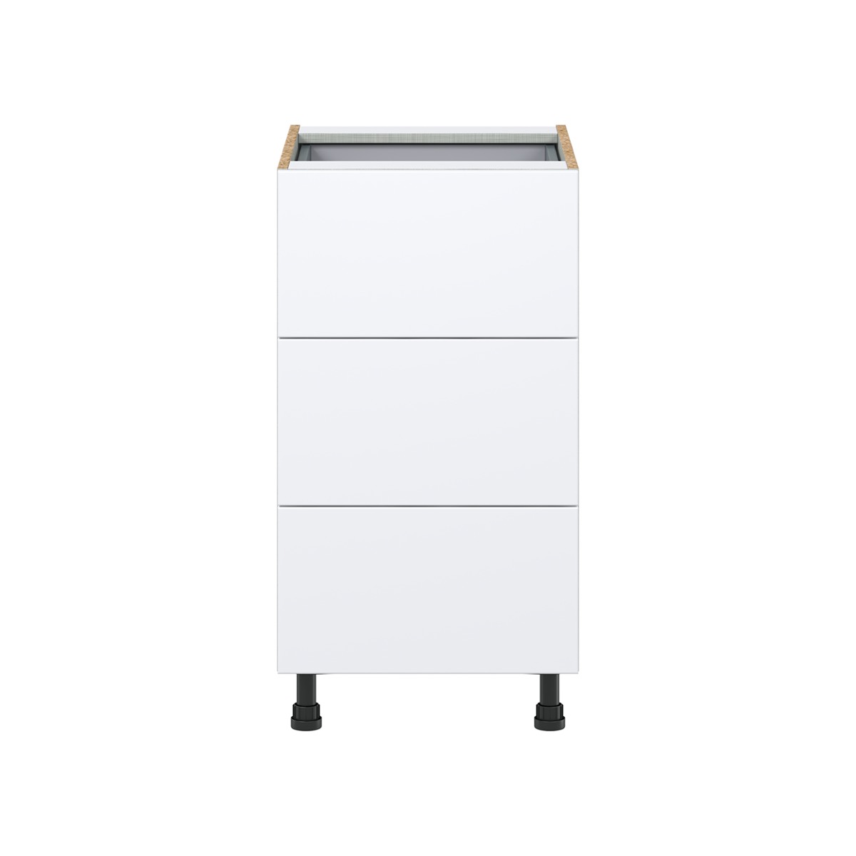 Lily Bright White  Slab Assembled Base Cabinet with Three 10 in. Drawers and 1 Inner Drawer (18 in. W x 34.5 in. H x 24 in. D)