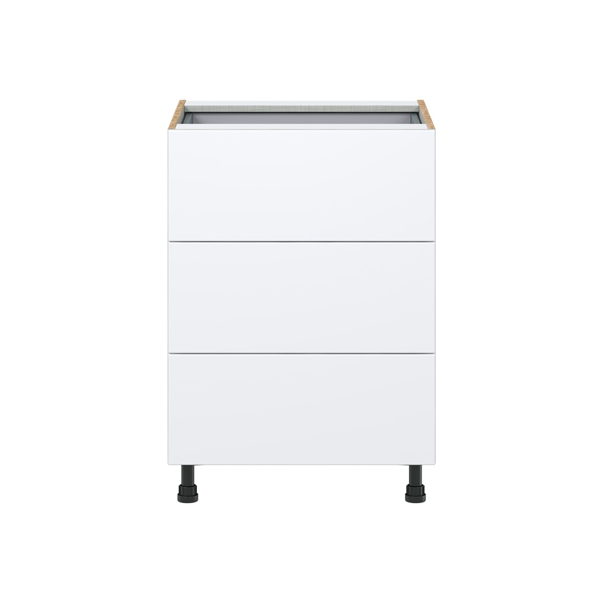 Lily Bright White  Slab Assembled Base Cabinet with Three 10 in. Drawers and 1 Inner Drawer (24 in. W x 34.5 in. H x 24 in. D)