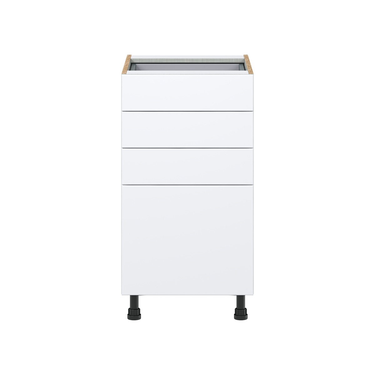 Lily Bright White  Slab Assembled Base Cabinet with 4 Drawers (18 in. W x 34.5 in. H x 24 in. D)