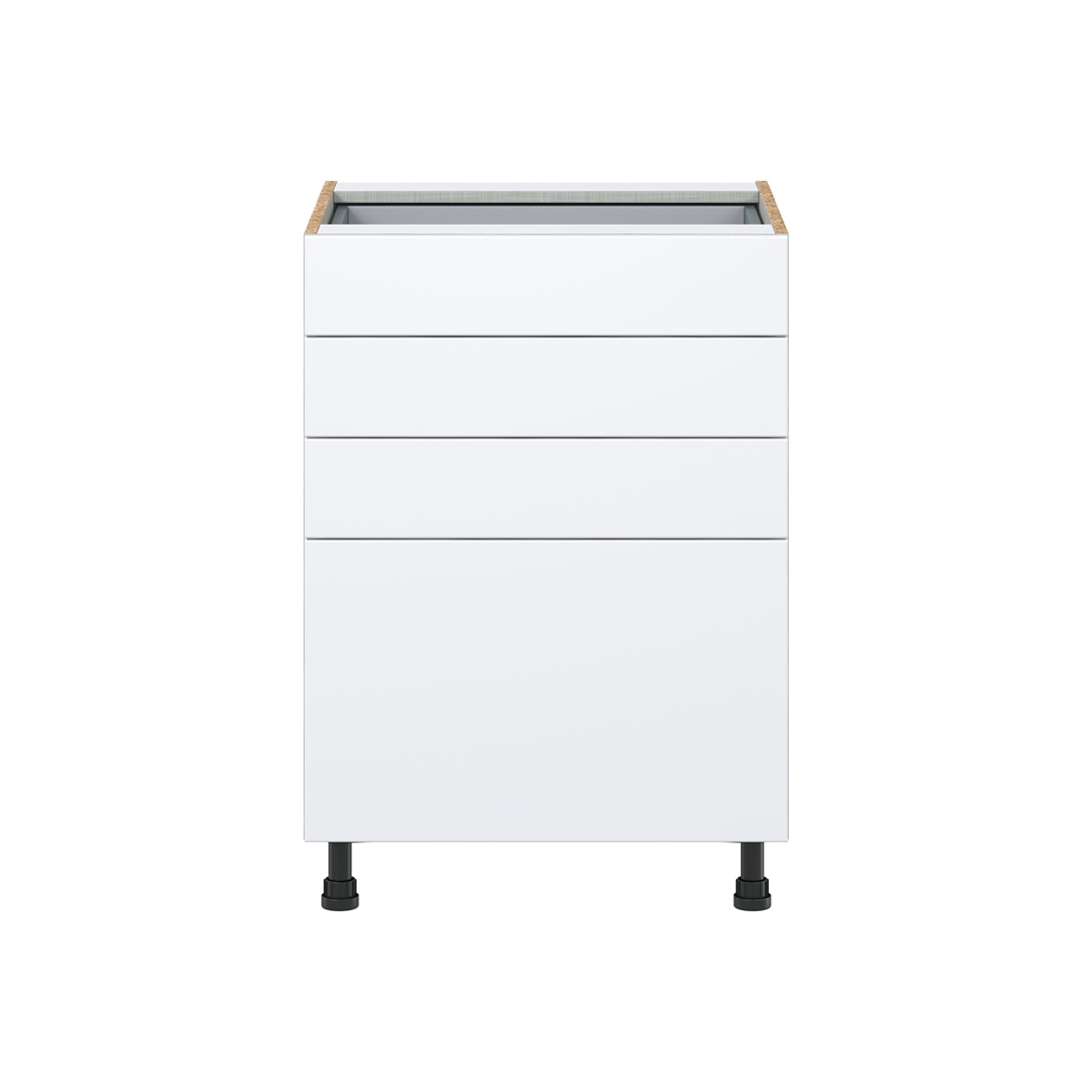 Lily Bright White  Slab Assembled Base Cabinet with 4 Drawers (24 in. W x 34.5 in. H x 24 in. D)