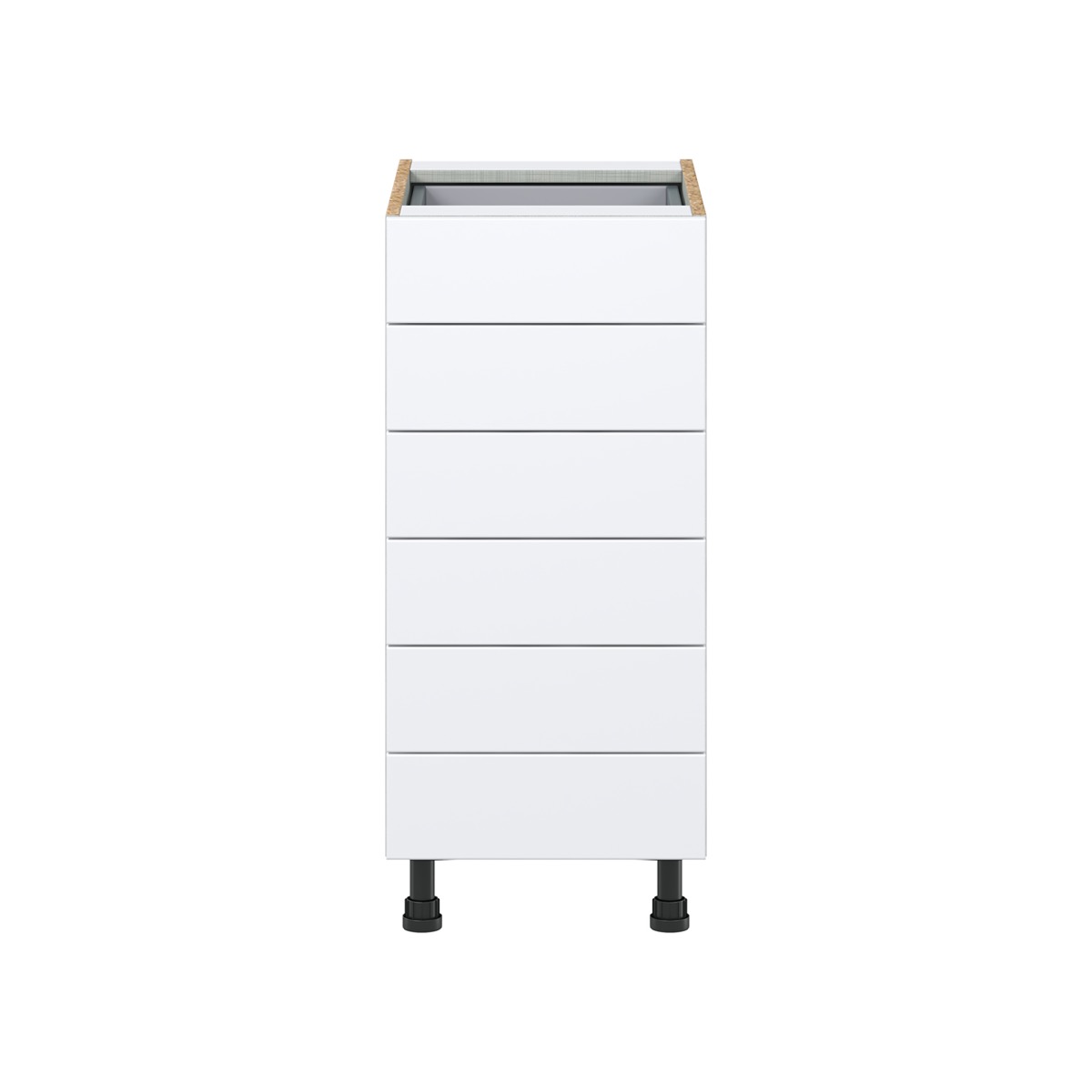 Lily Bright White  Slab Assembled Base Cabinet with 6 Drawers (15 in. W x 34.5 in. H x 24 in. D)