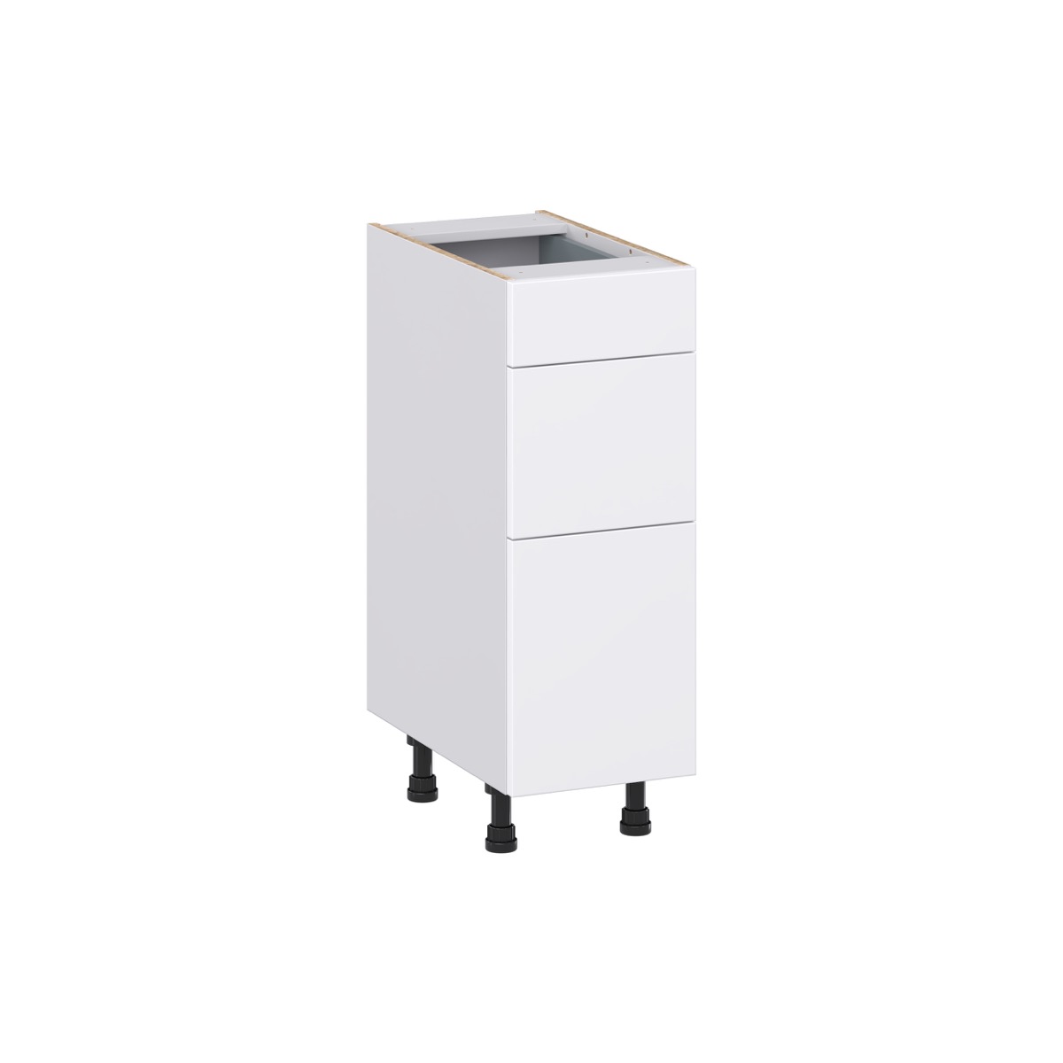 Lily Bright White Slab Assembled 12 in. W x 34.5 in. H x 21 in. D Vanity Drawer Base Cabinet with 3 Drawers