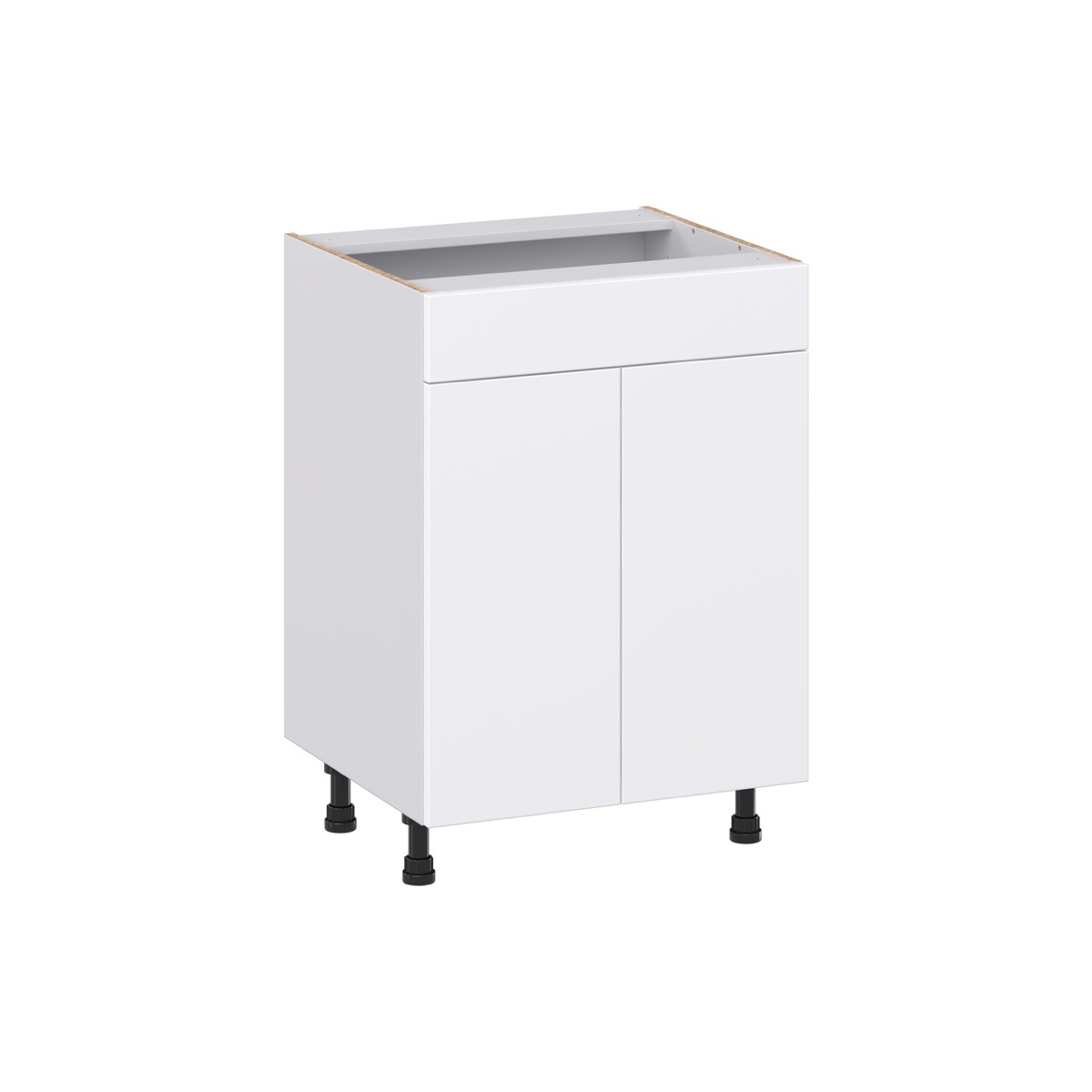 Lily Bright White Slab Assembled 24 in. W x 34.5 in. H x 21 in. D Vanity Sink Base Cabinet with False Front