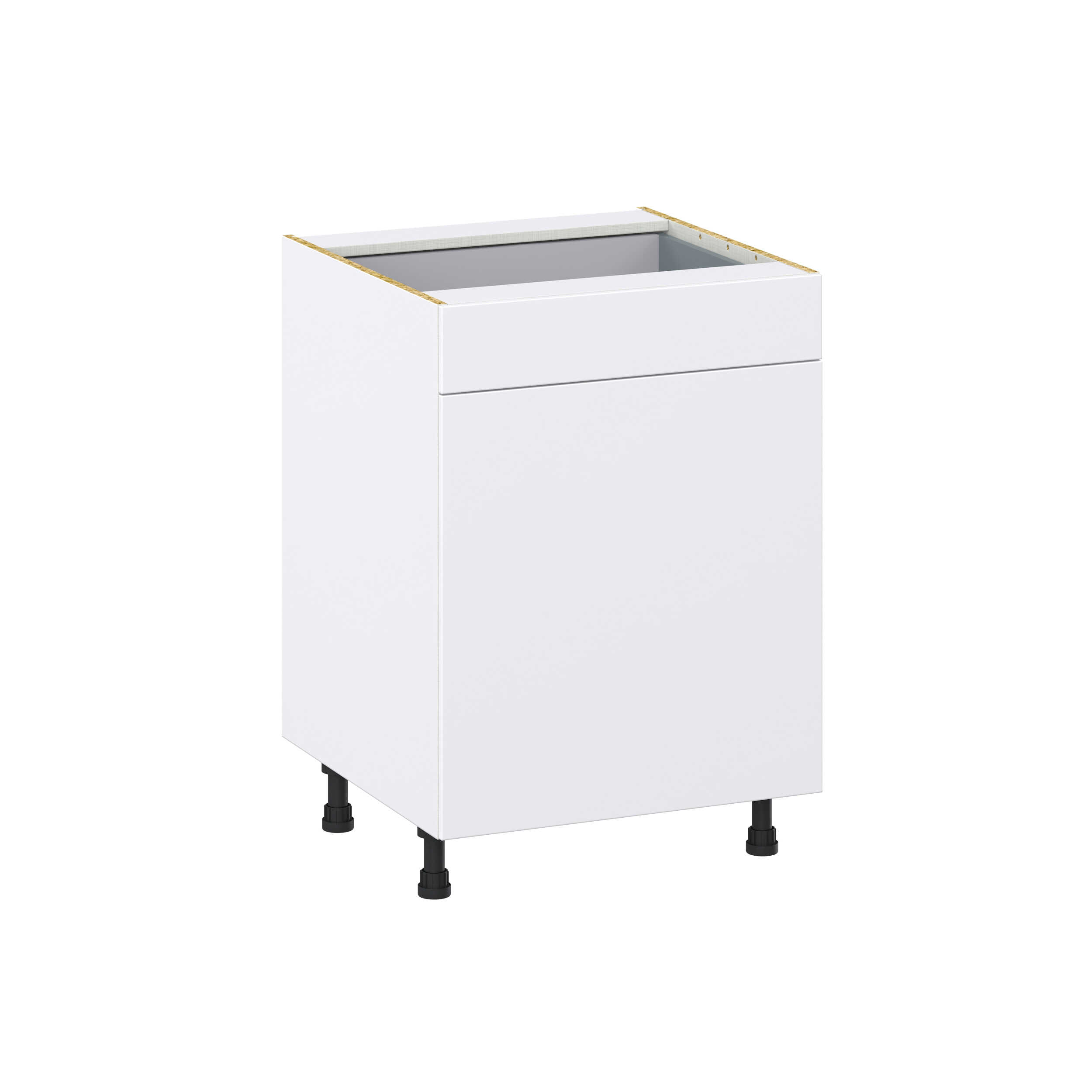 Lily Bright White  Slab Assembled Base Cabinet With a Pull Out (24 in. W x 34.5 in. H x 24 in. D)