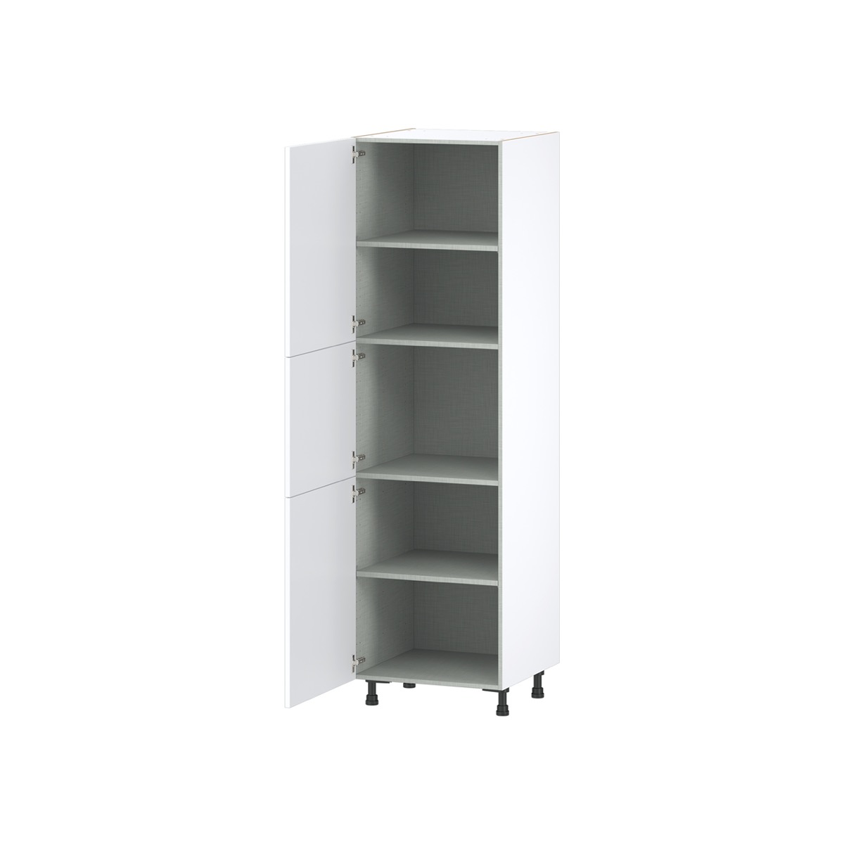 Lily Bright White  Slab Assembled Pantry  Cabinet with 4 Shelves (24 in. W x 84.5 in. H x 24 in. D)