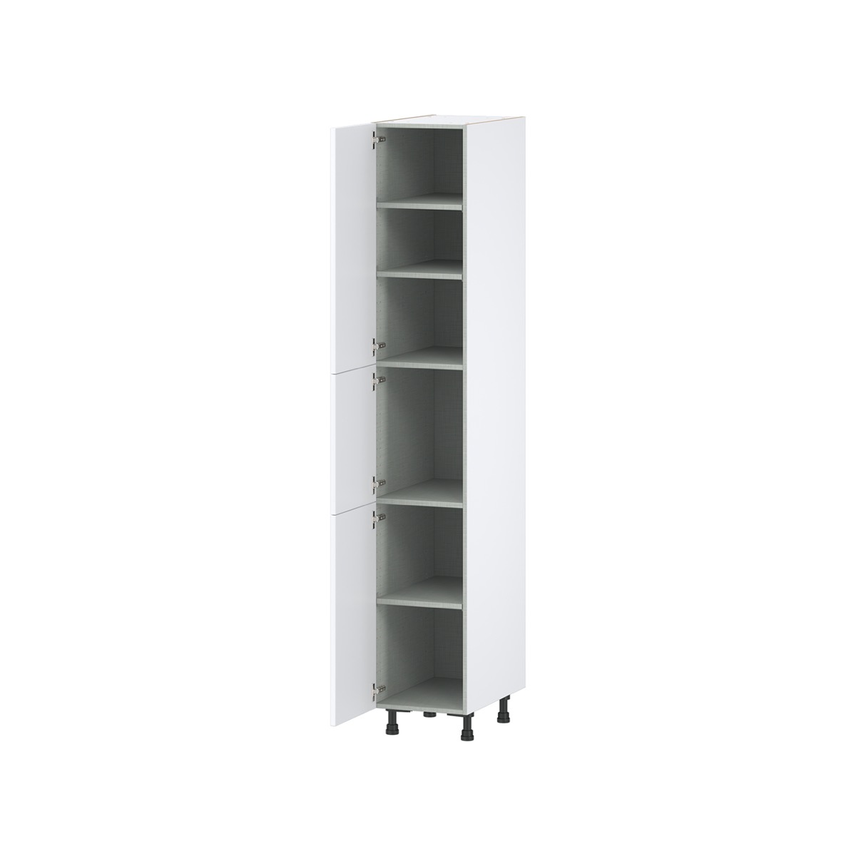 Lily Bright White  Slab Assembled Pantry  Cabinet with 5 Shelves (15 in. W x 89.5 in. H x 24 in. D)