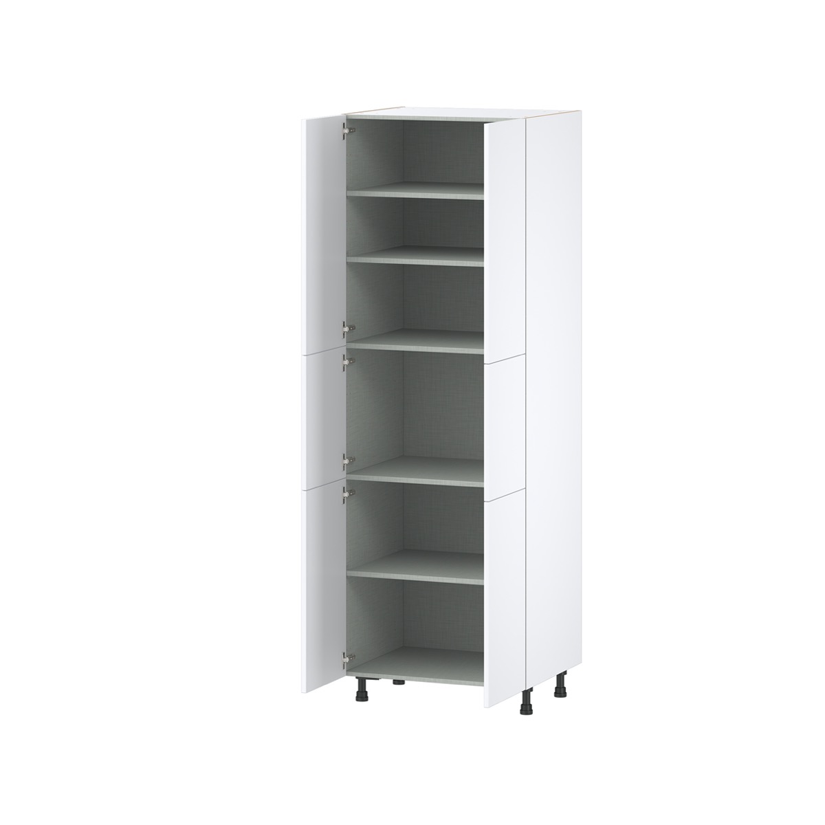 Lily Bright White  Slab Assembled Pantry  Cabinet with 5 Shelves (30 in. W x 89.5 in. H x 24 in. D)