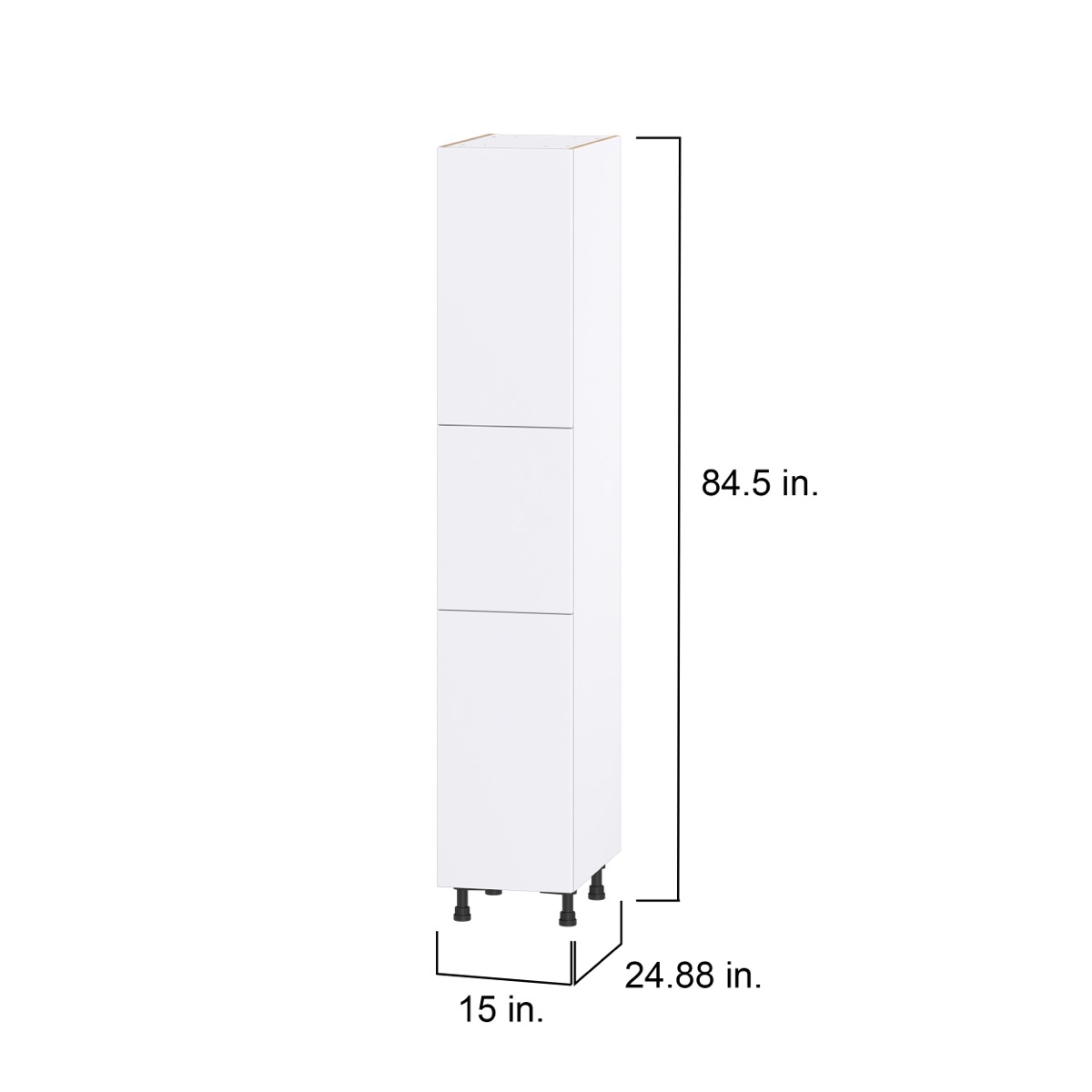 Lily Bright White  Slab Assembled Pantry Cabinet with 2 Doors and 4 Inner Drawers (15 in. W X 84.5 in. H X 24 in. D)