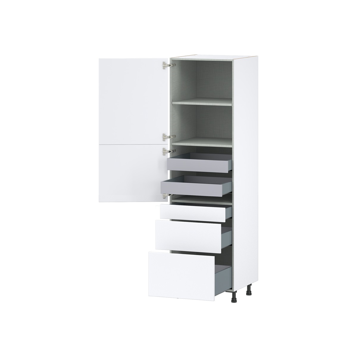 Lily Bright White  Slab Assembled Pantry  Cabinet with 2 Inner Drawers (24 in. W x 84.5 in. H x 24 in. D)