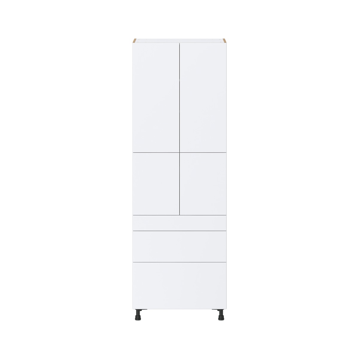 Lily Bright White  Slab Assembled Pantry  Cabinet with 3 Drawers and 2 Inner Drawers (30 in. W x 89.5 in. H x 24 in. D)