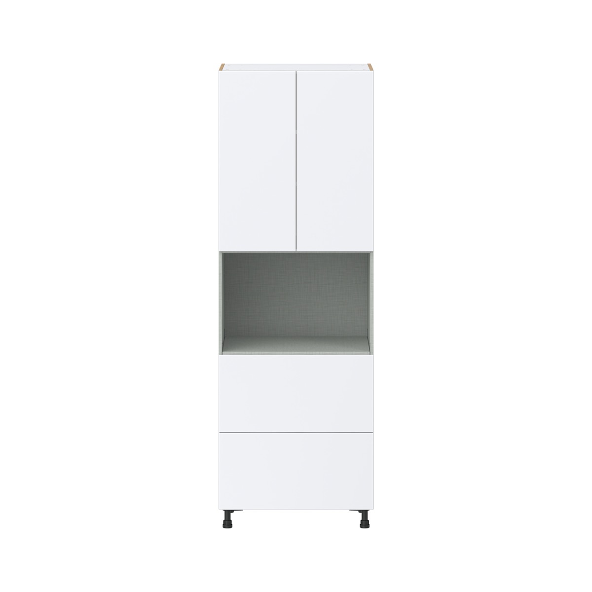 Lily Bright White  Slab Assembled Pantry Microwave  Cabinet with 2 Drawers (30 in. W x 89.5 in. H x 24 in. D)