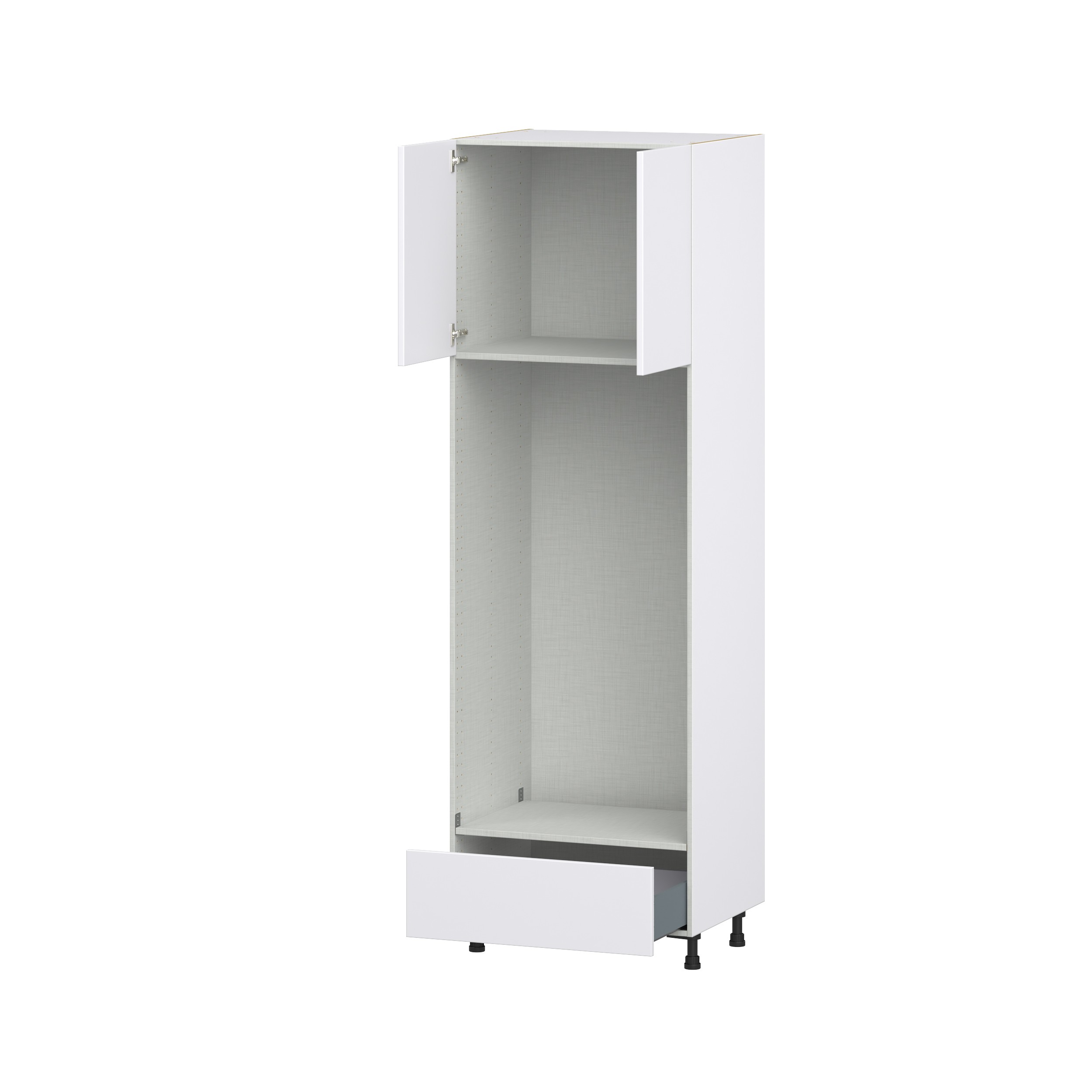 Lily Bright White Slab Assembled Pantry Micro/Oven Cabinet with Drawer (30 in. W X 94.5 in. H X 24 in. D)