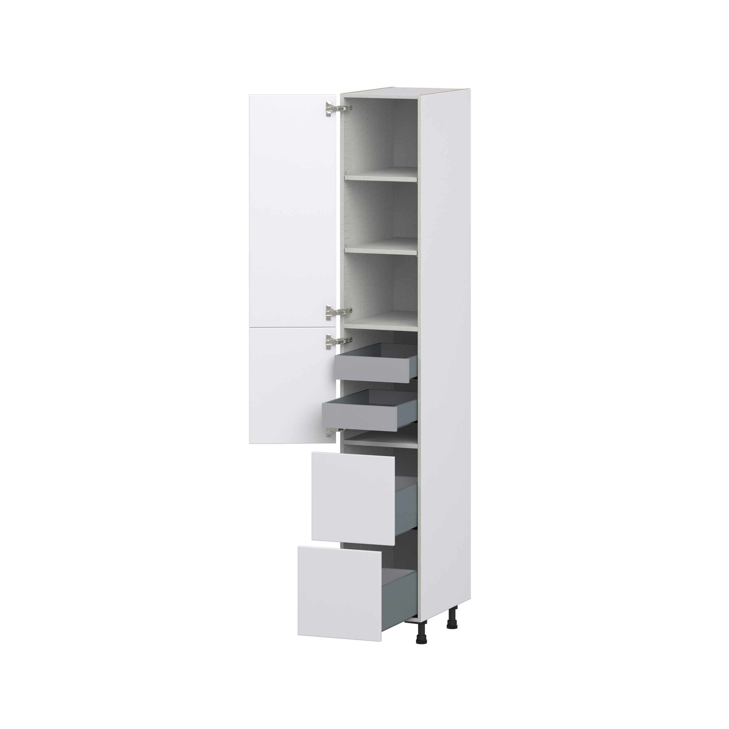 Lily Bright White Slab Assembled Pantry Cabinet 2 Doors with 2 Drawers and 2 Inner Drawers (15 in. W X 94.5 in. H X 24 in. D)