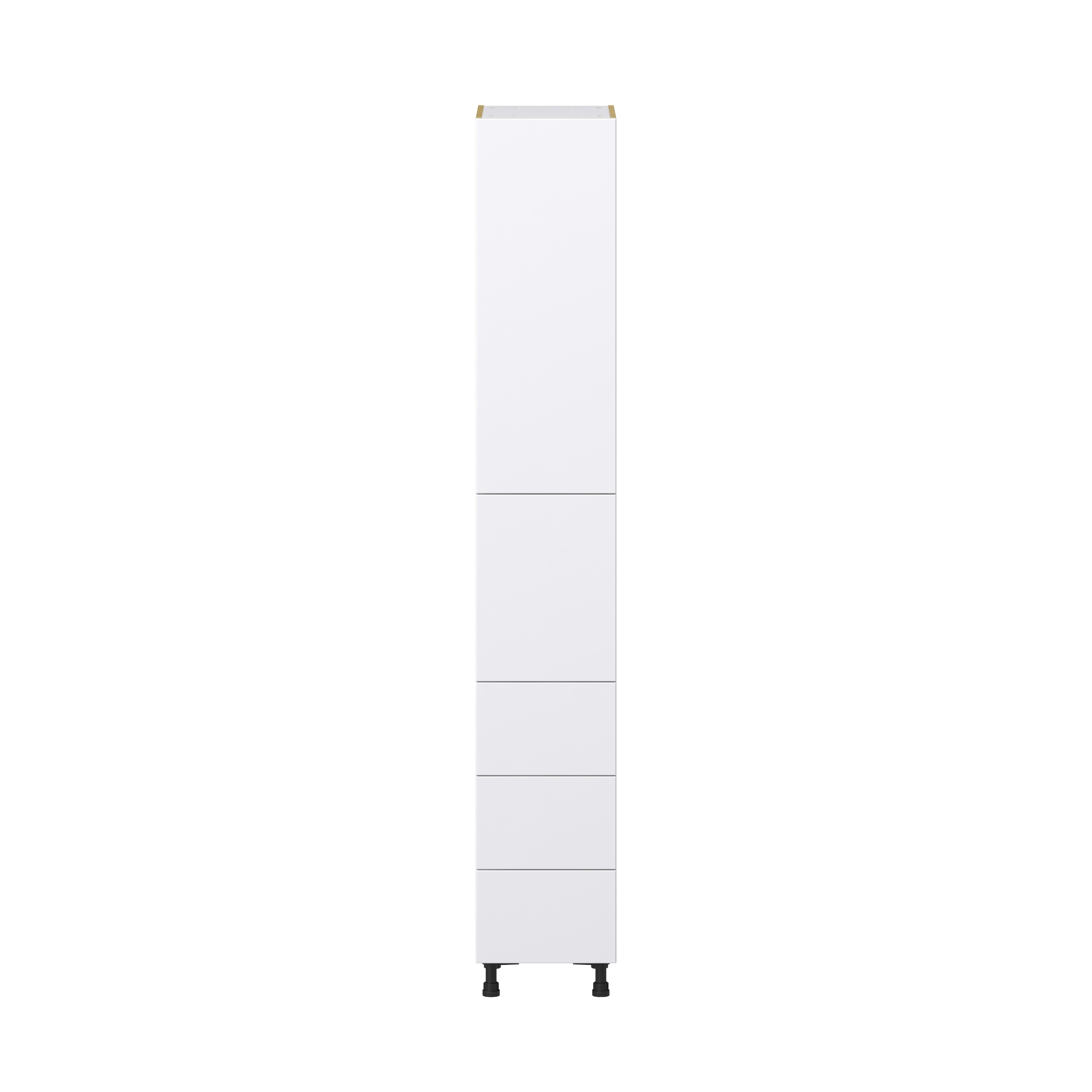 Lily Bright White Slab Assembled Pantry Cabinet 2 Doors with 3 Drawers and 2 Inner Drawers (15 in. W X 94.5 in. H X 24 in. D)