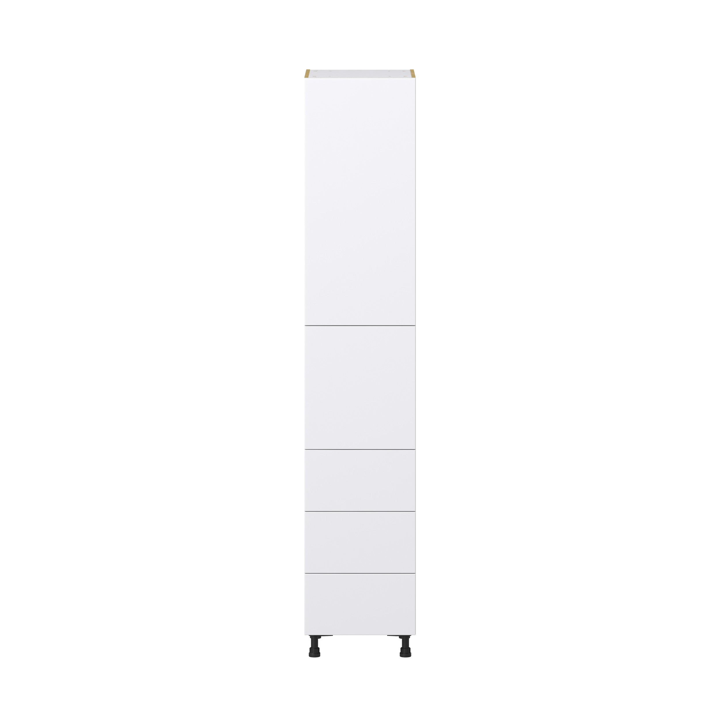 Lily Bright White Slab Assembled Pantry Cabinet 1 Doors with 3 Drawers and 2 Inner Drawers (18 in. W X 94.5 in. H X 24 in. D)