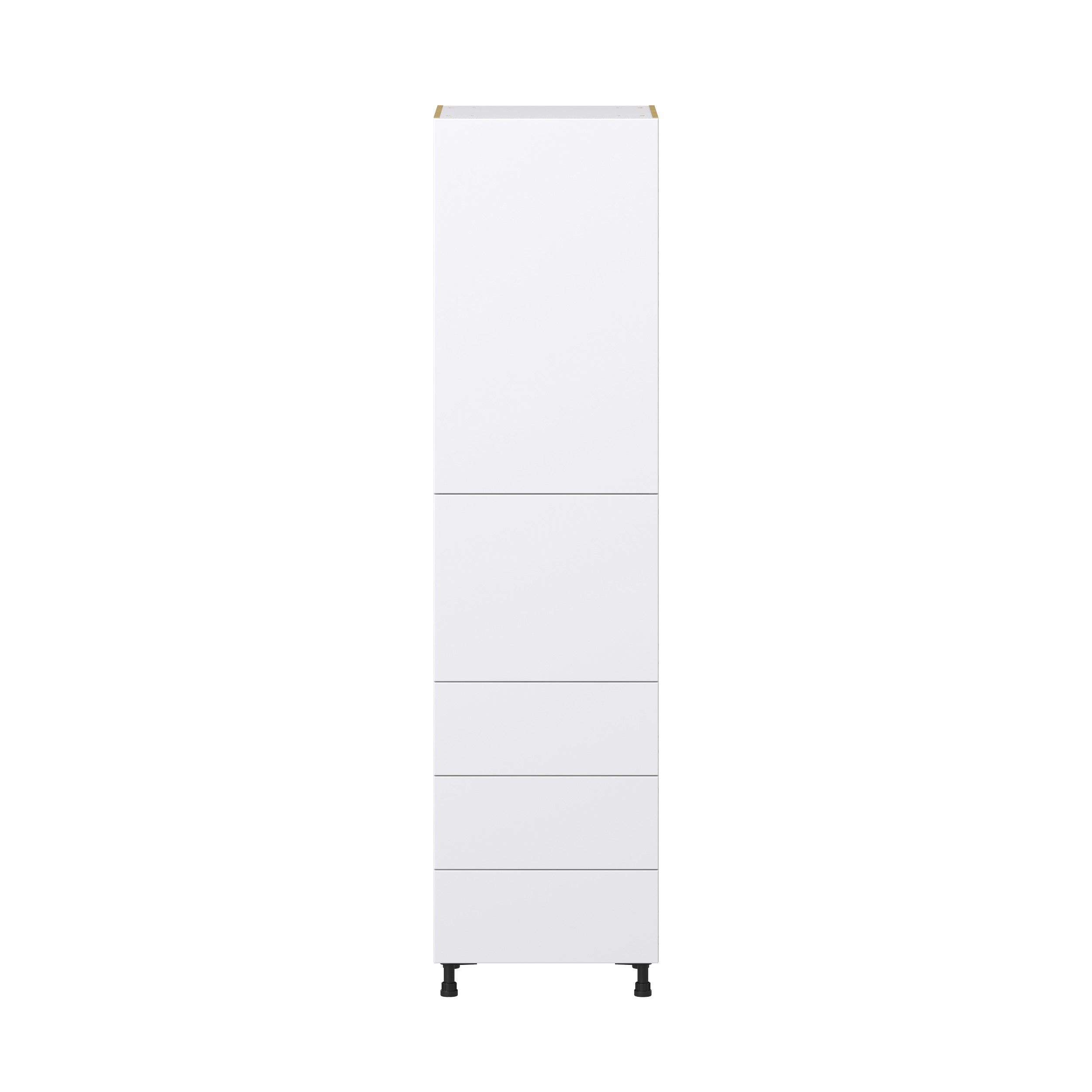 Lily Bright White Slab Assembled Pantry Cabinet 1 Doors with 3 Drawers and 2 Inner Drawers (24 in. W X 94.5 in. H X 24 in. D)