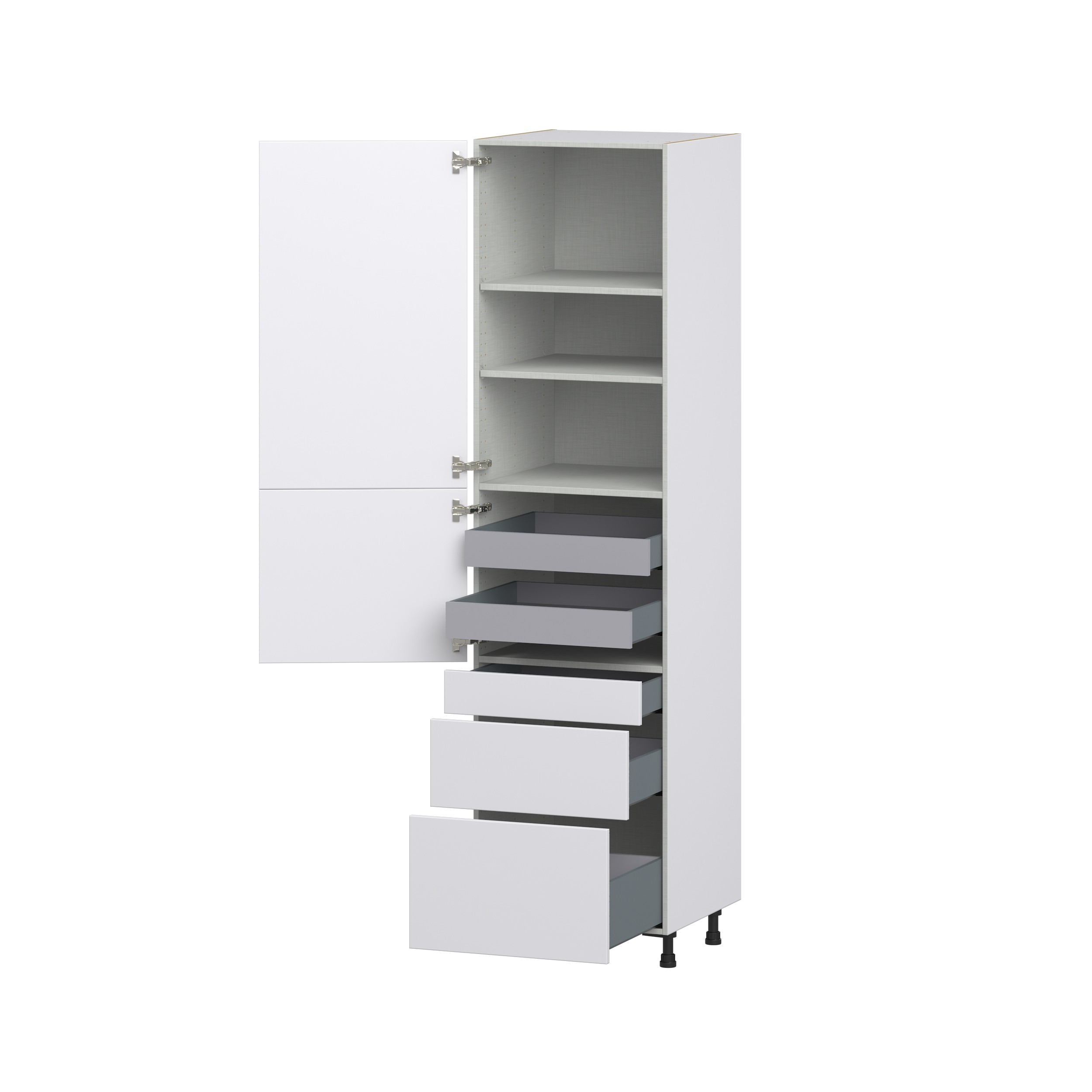 Lily Bright White Slab Assembled Pantry Cabinet with 3 Drawers and 2 Inner Drawers (24 in. W X 94.5 in. H X 24 in. D)