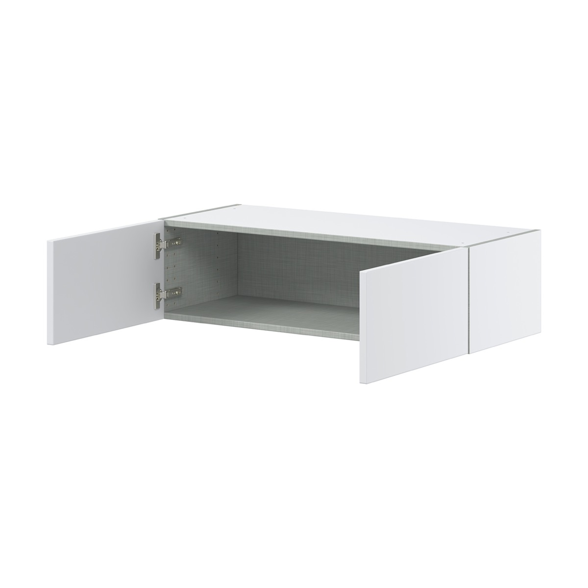 Lily Bright White  Slab Assembled Wall Bridge  Cabinet (36 in. W X 10 in. H X 14 in. D)