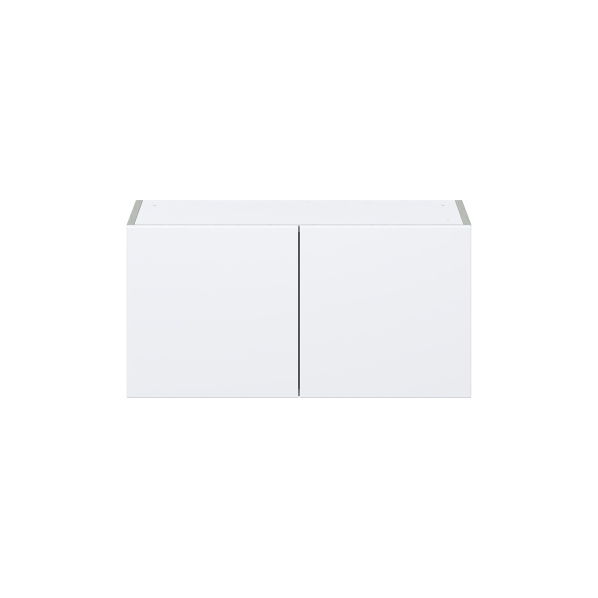 Lily Bright White  Slab Assembled Wall Bridge  Cabinet (30 in. W X 15 in. H X 14 in. D)