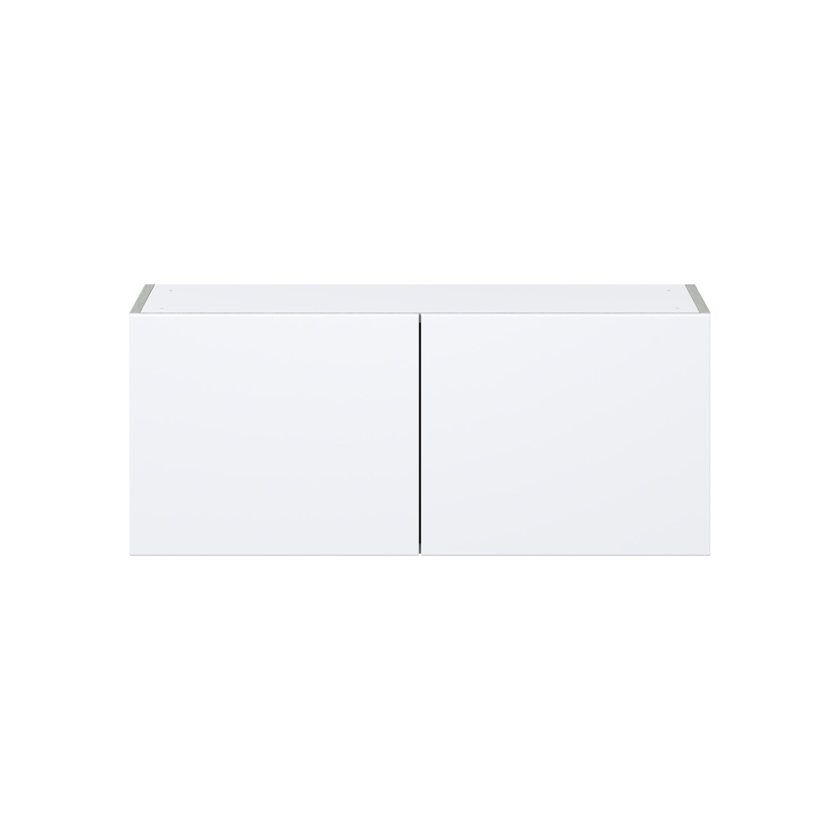 Lily Bright White  Slab Assembled Wall Bridge  Cabinet (36 in. W X 15 in. H X 14 in. D)